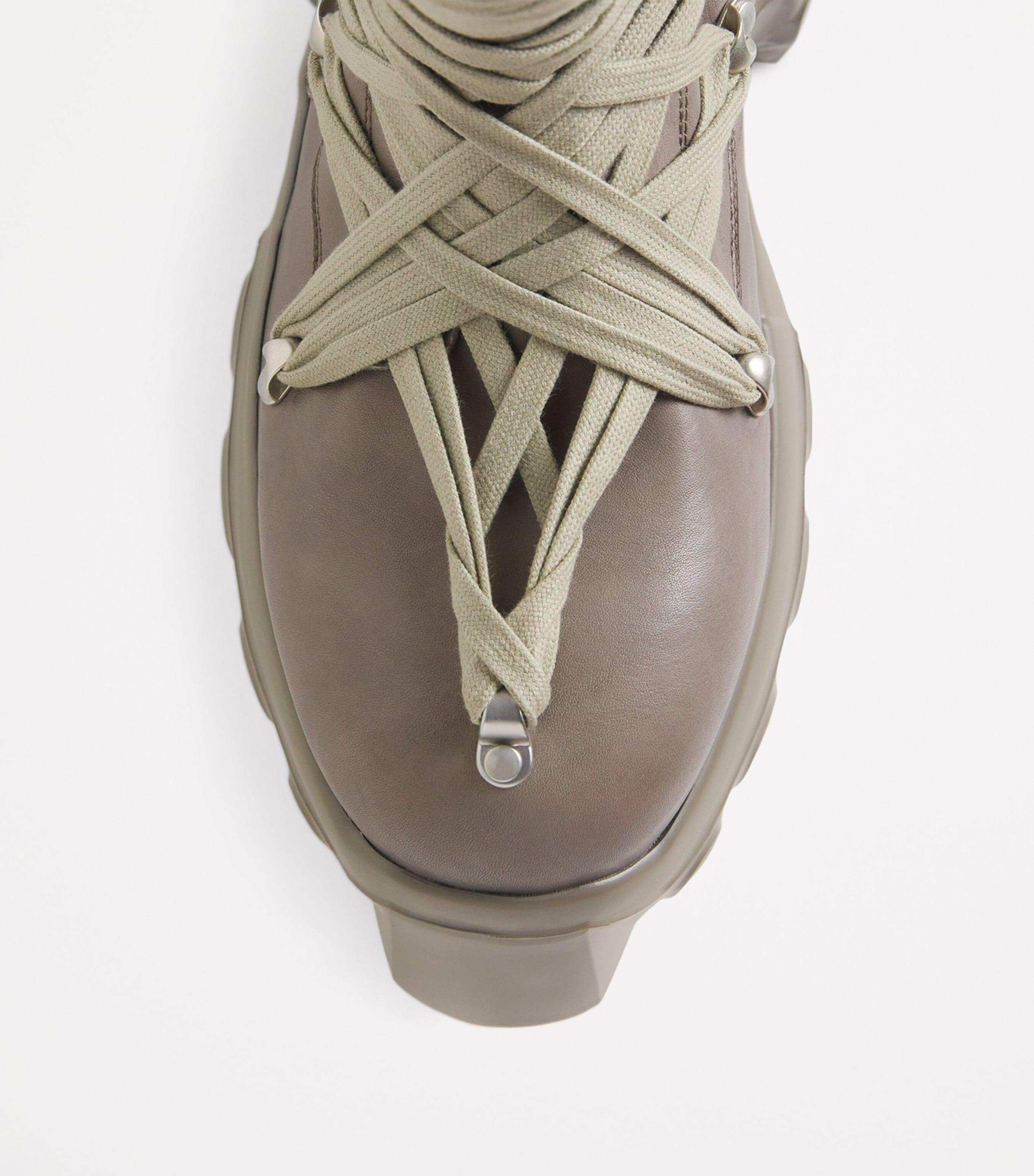 Rick Owens Calfskin Megalace Mega Tractor Lace-Up Boots in Gray
