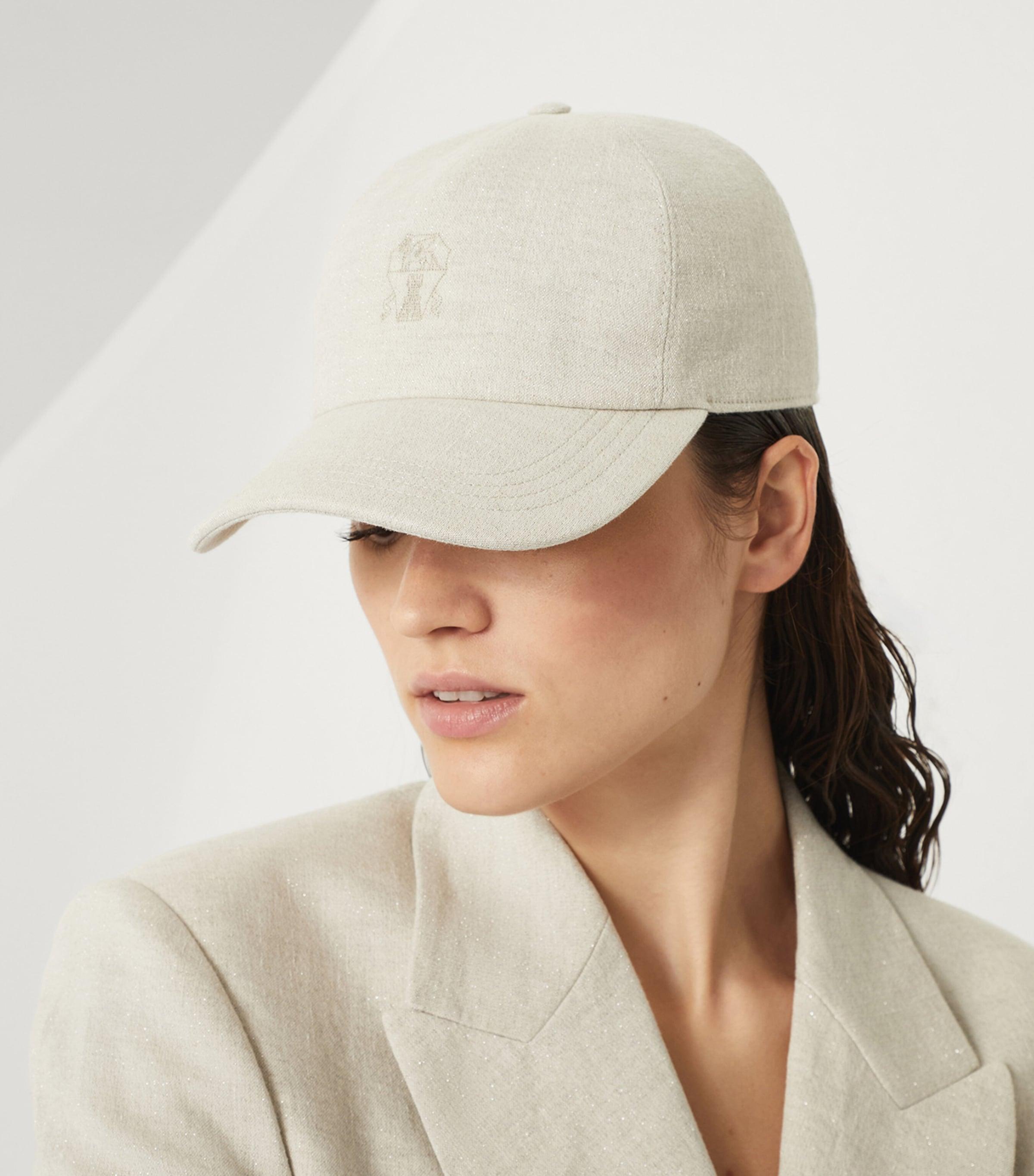 Brunello Cucinelli Linen-Blend Logo Baseball Cap in White  display picture 1