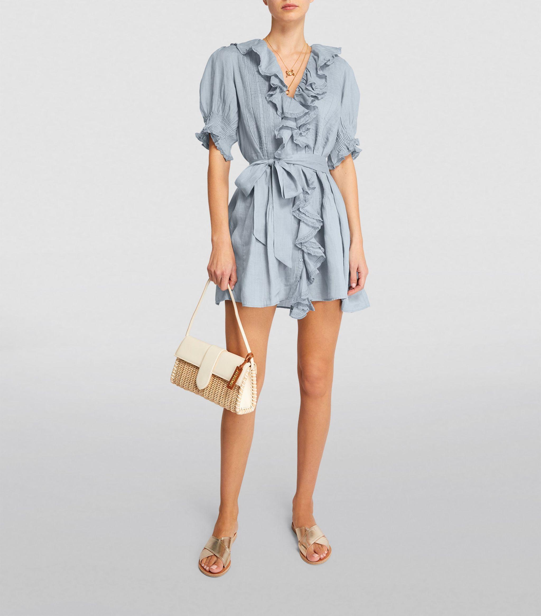 doen blue mini dress Doen Den Cotton Piper Mini Dress in Blue