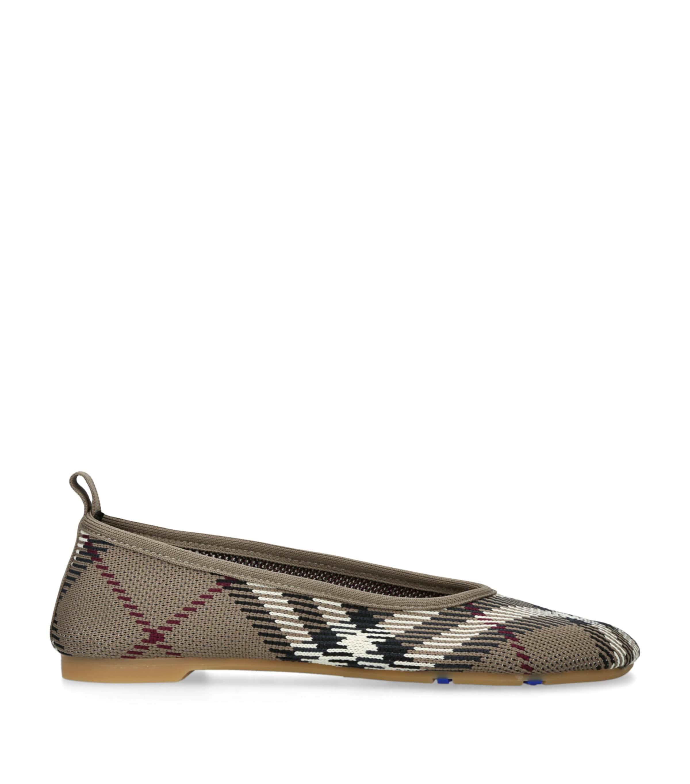 Burberry Knit Check Baby Ballet Flats in Natural | Lyst
