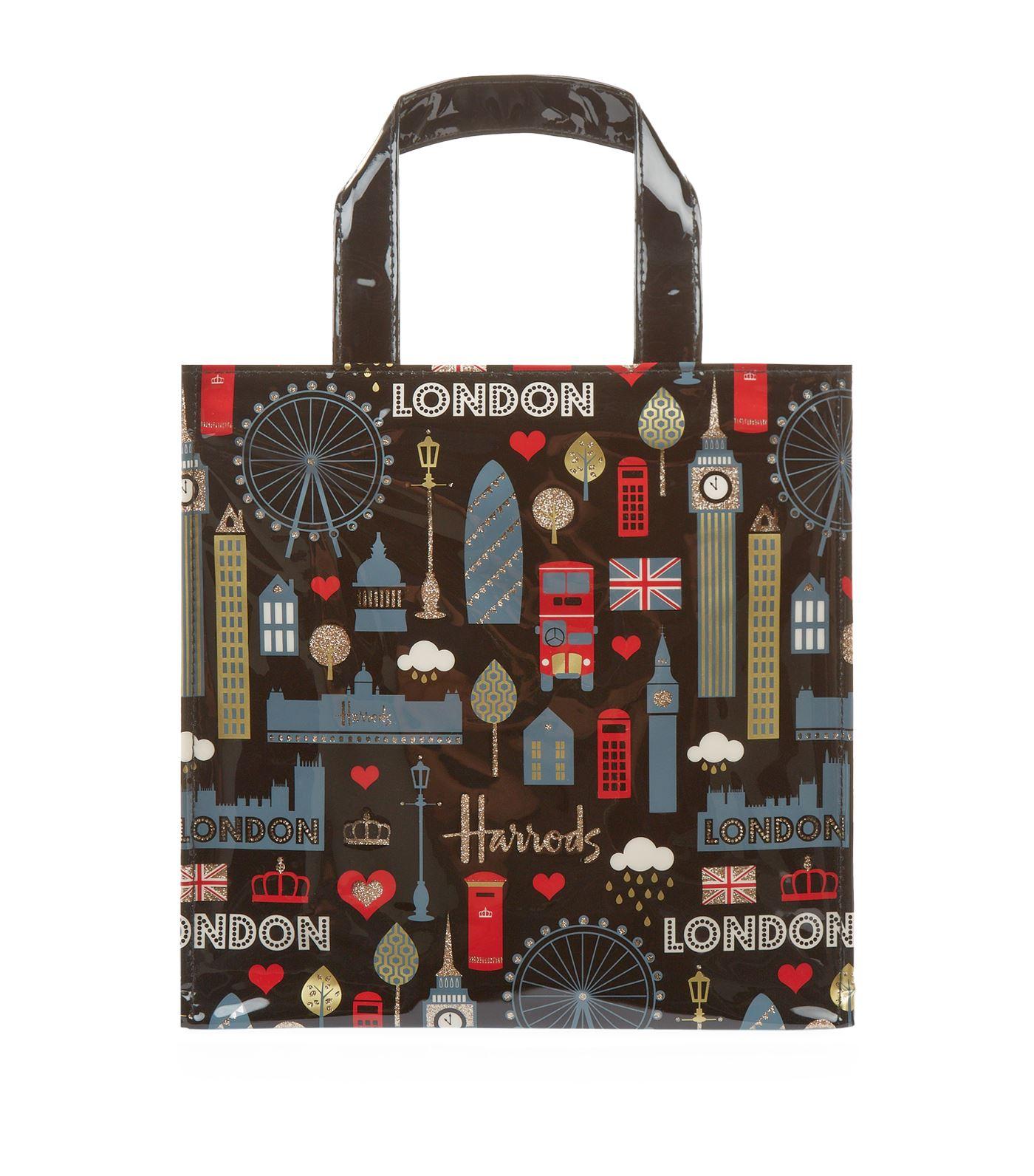 Harrods Small Glitter London Shopper Bag in Black - Lyst