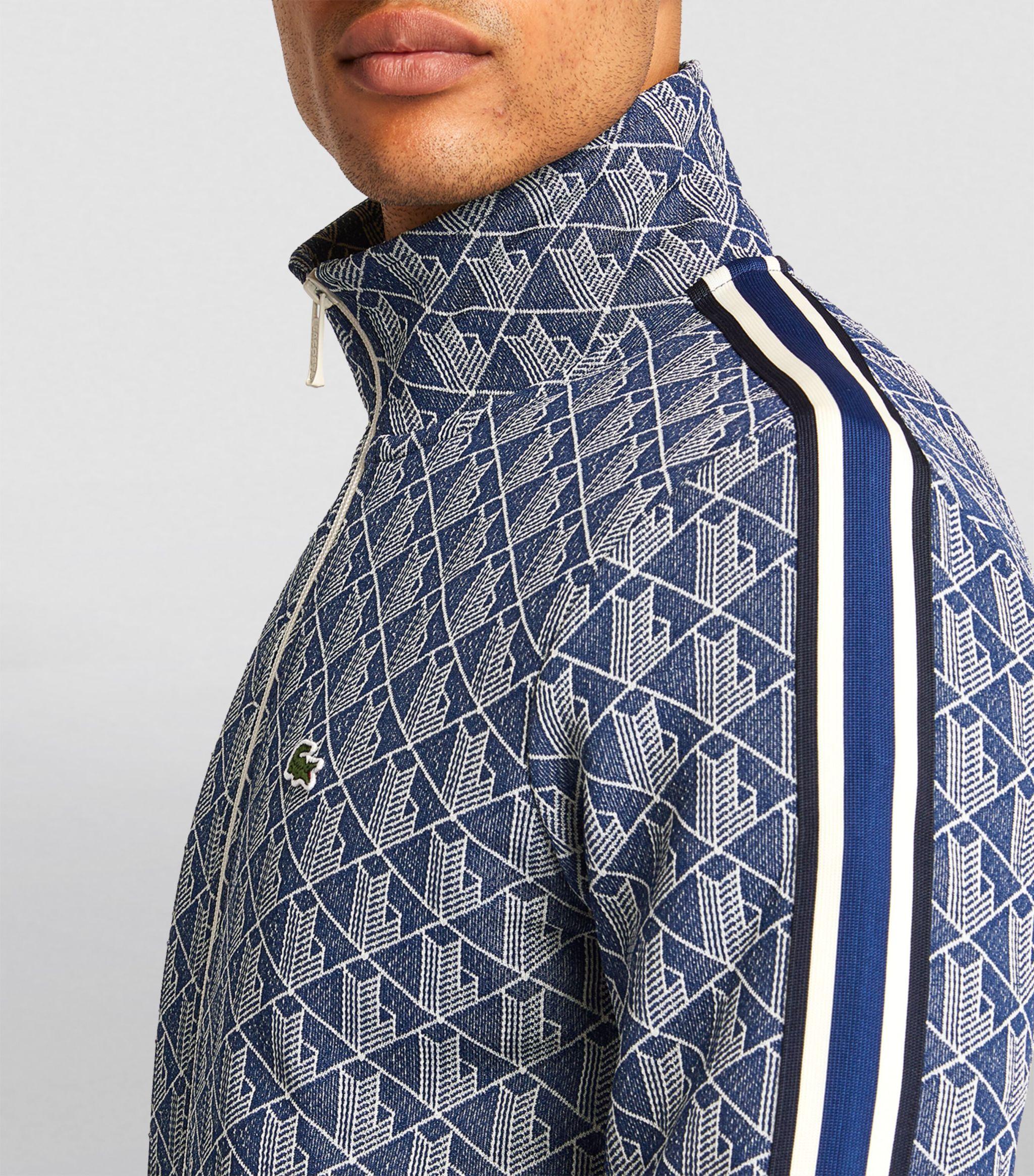 Lacoste Monogram Print Track Jacket in Blue for Men | Lyst