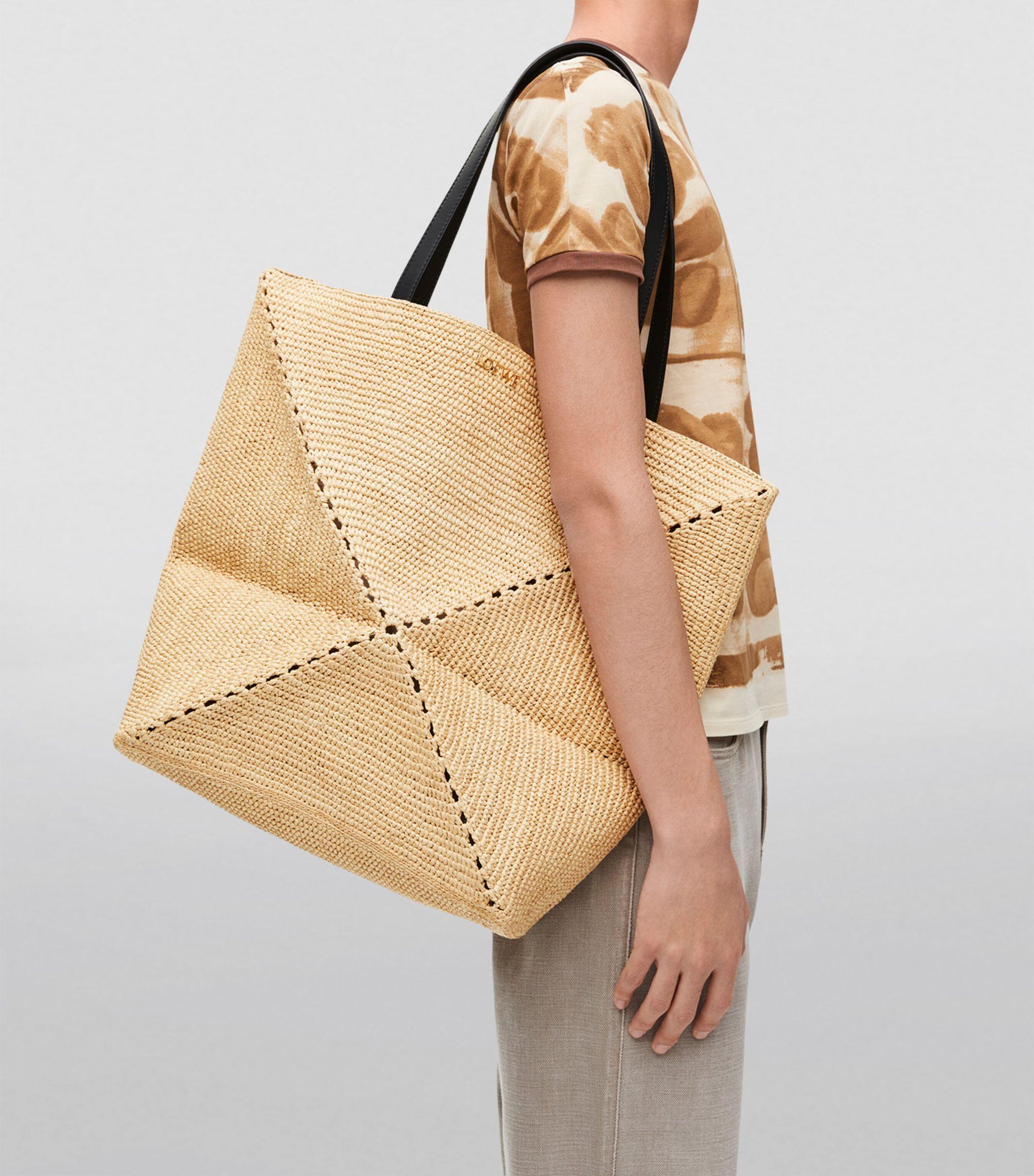 Loewe X Paula's Ibiza Extra Large Raffia Puzzle Fold Tote