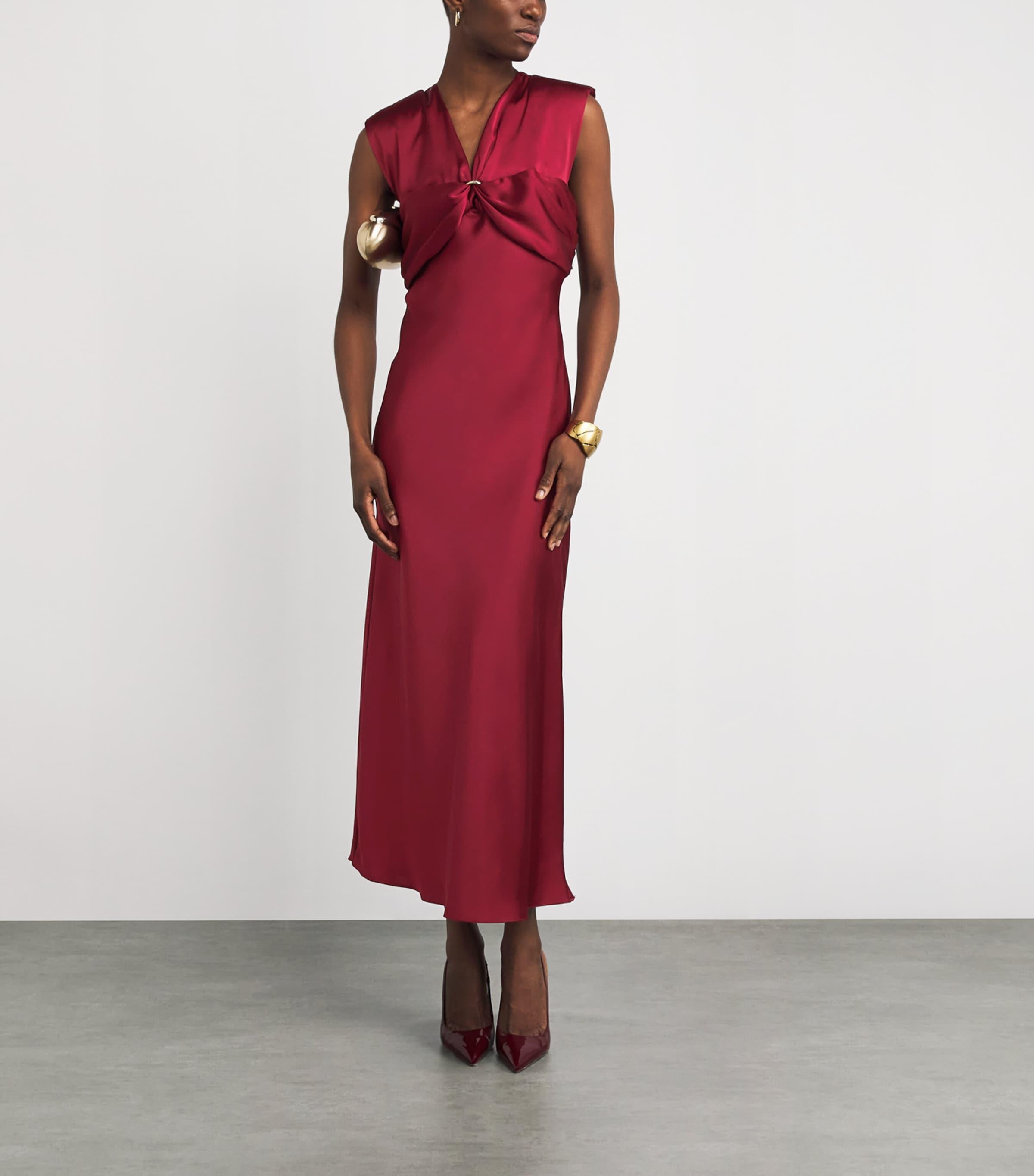 sandro red dress Sandro Red Textured Stretch Knit Flared Dress S Sandro