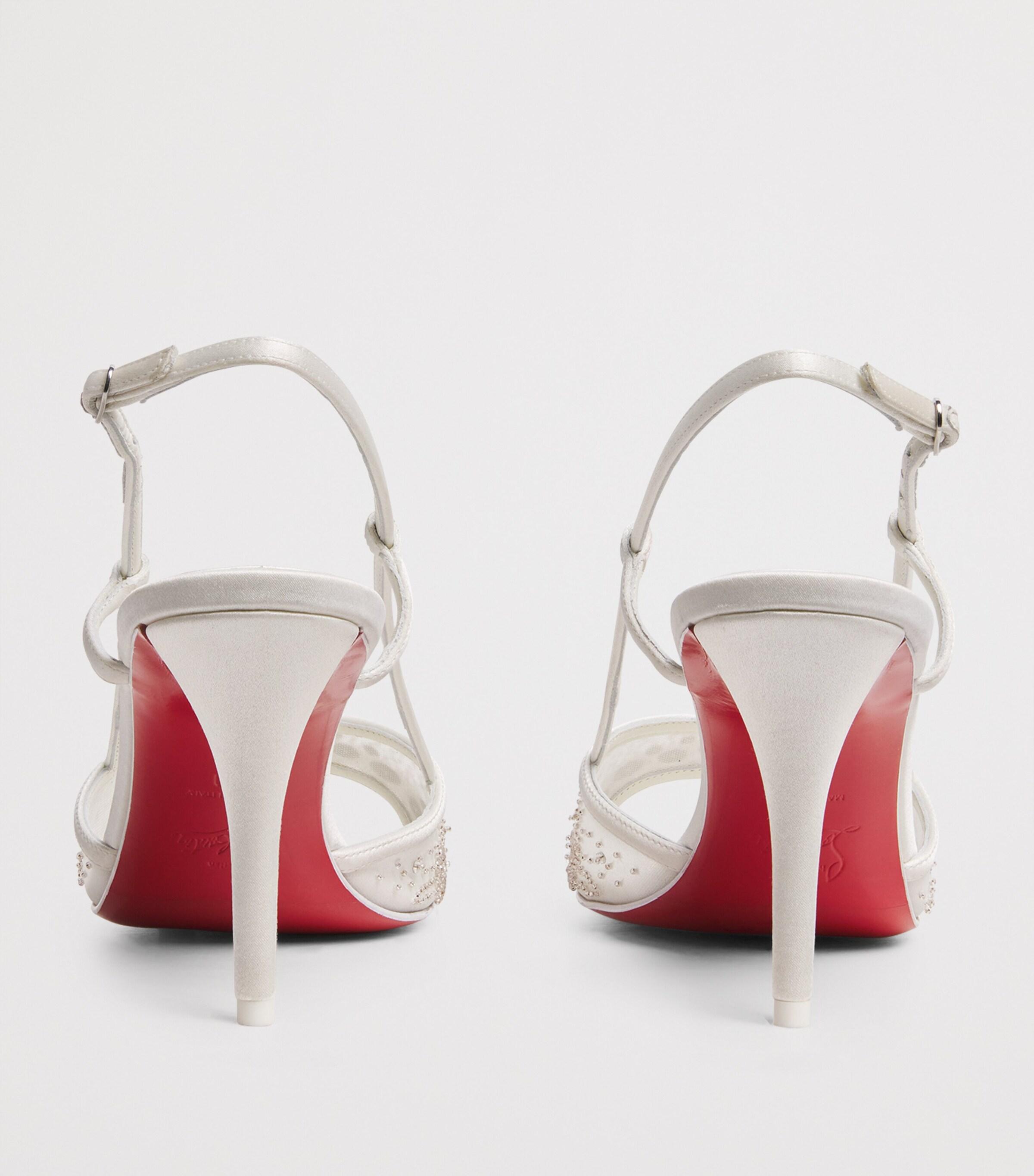 LOUBOUTIN★素敵！VAVAZOU 100 WHITE PATENT SLINGBACK SANDAL NIB LOUBOUTIN VAVAZOU 100 LATTE WHITE PATENT LEATHER