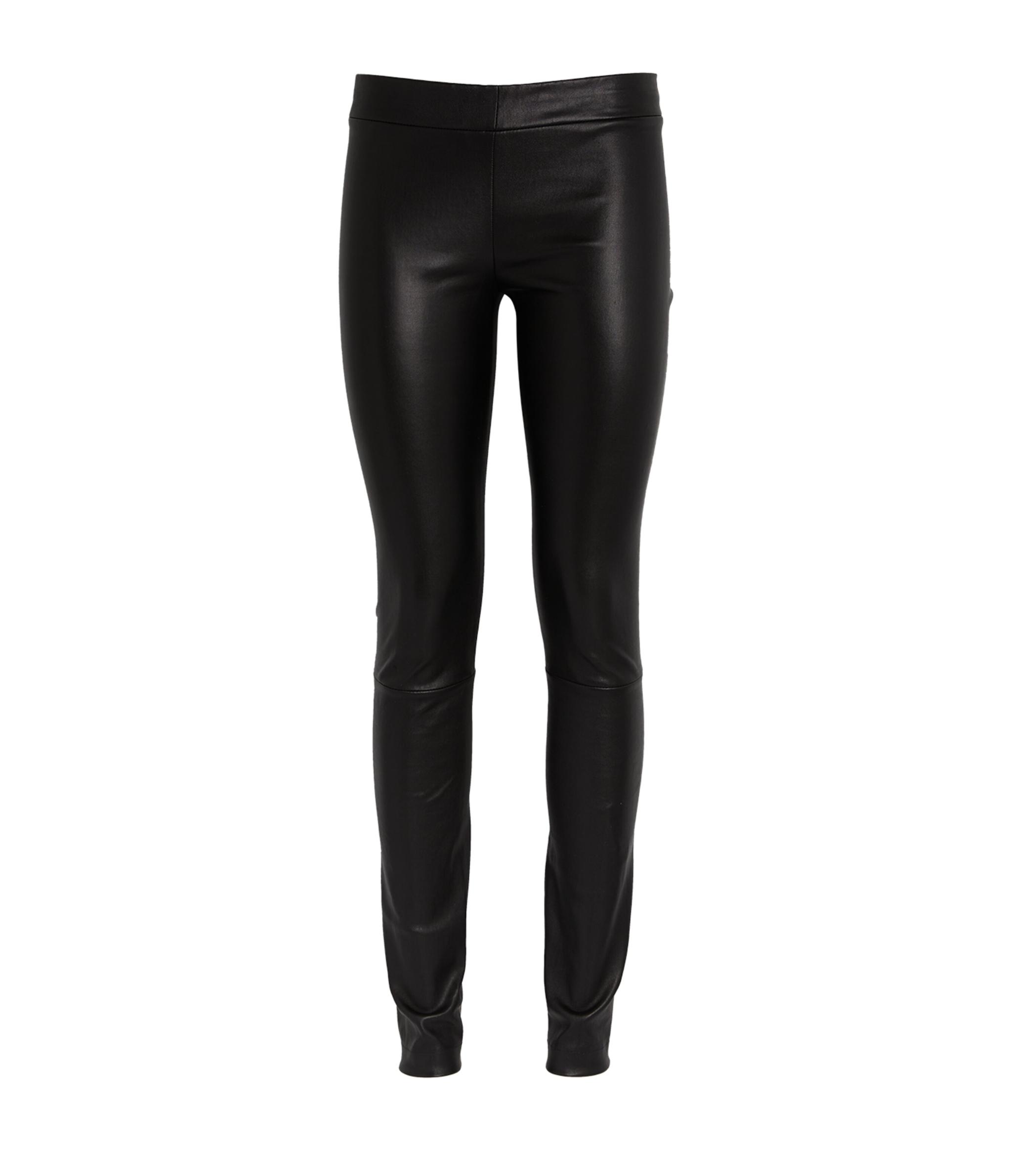 The Row Leather Moto Leggings in Black | Lyst
