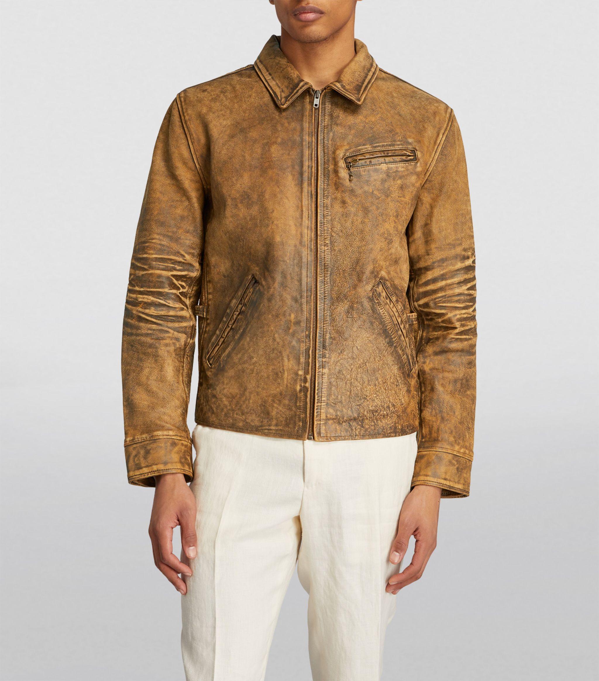 Ralph lauren distressed leather jacket hot sale