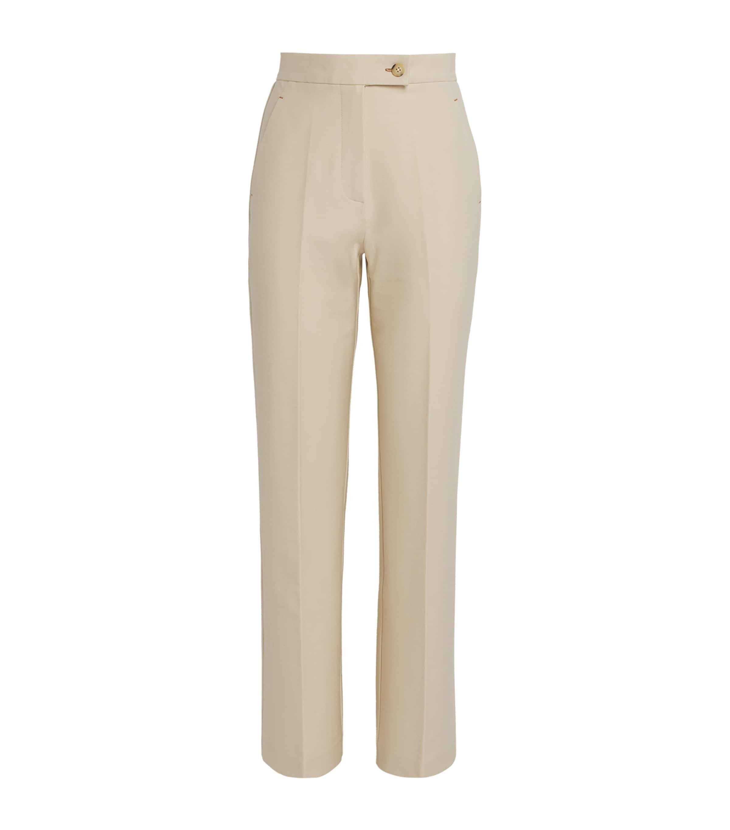 パンツ MAX MARA STUDIO Women Straight Pants 2516131012600002 WHITE Wide-leg wool canvas trousers, white | 