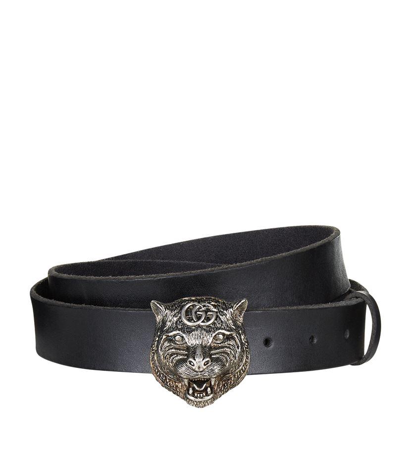 Gucci Tiger Head Belt in Black for Men | Lyst