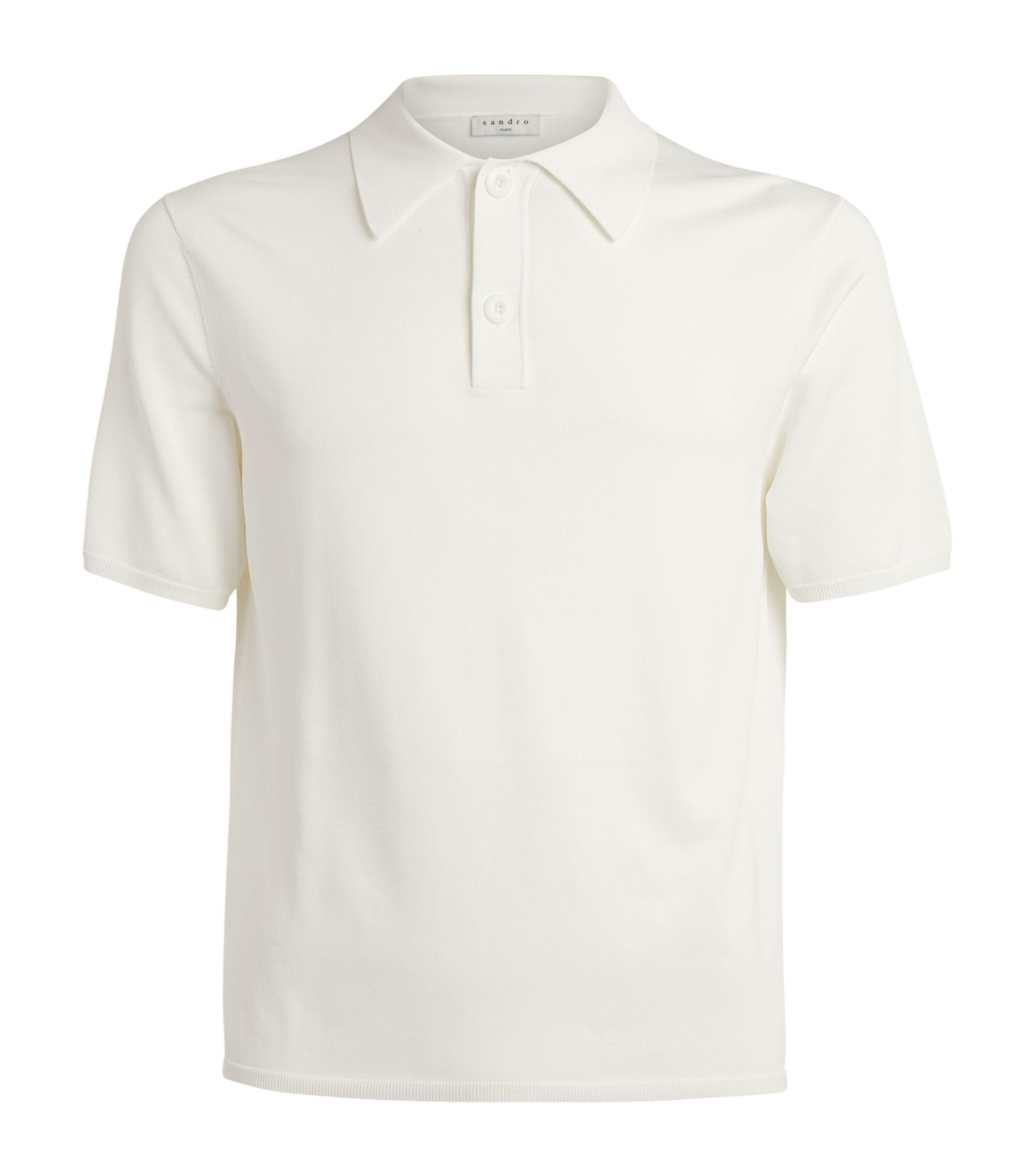 Sandro Synthetic Fine-knit Polo Shirt in White for Men - Lyst