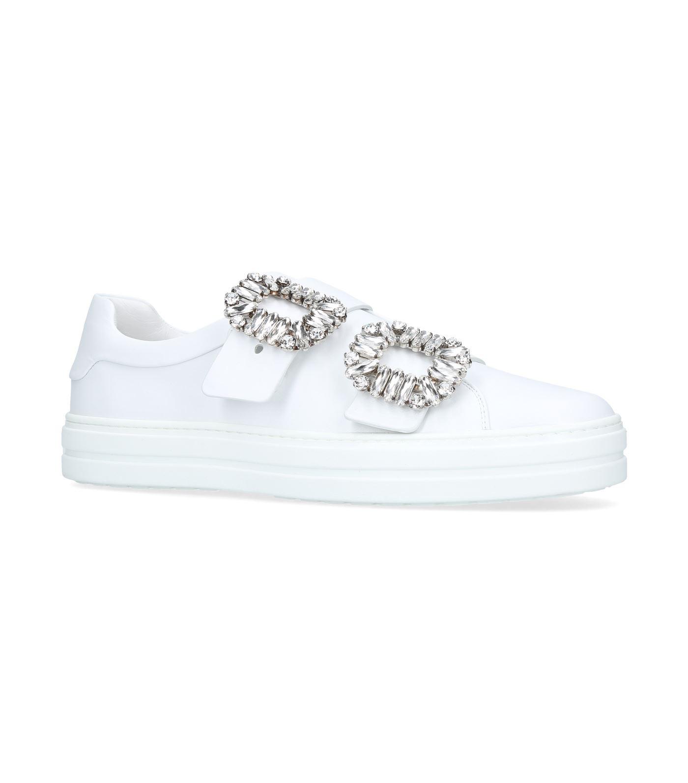 Roger Vivier Sneaky Viv Double Strass Buckle Sneakers in White | Lyst