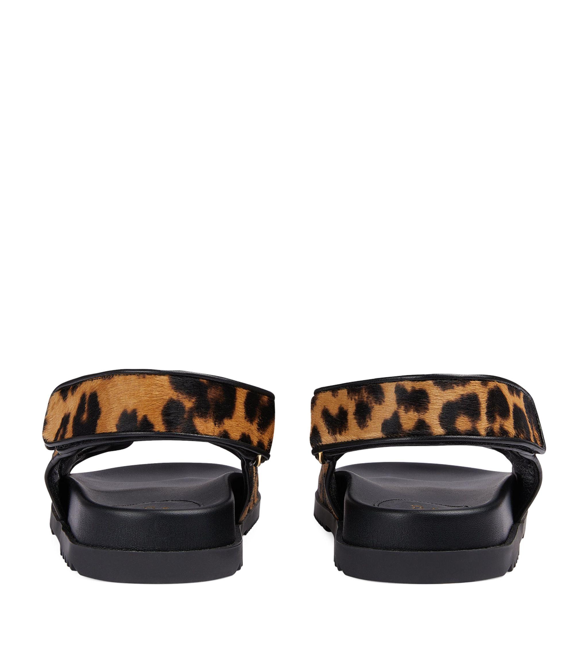 Gucci Animal Print Double G Sandals in Black Lyst UK