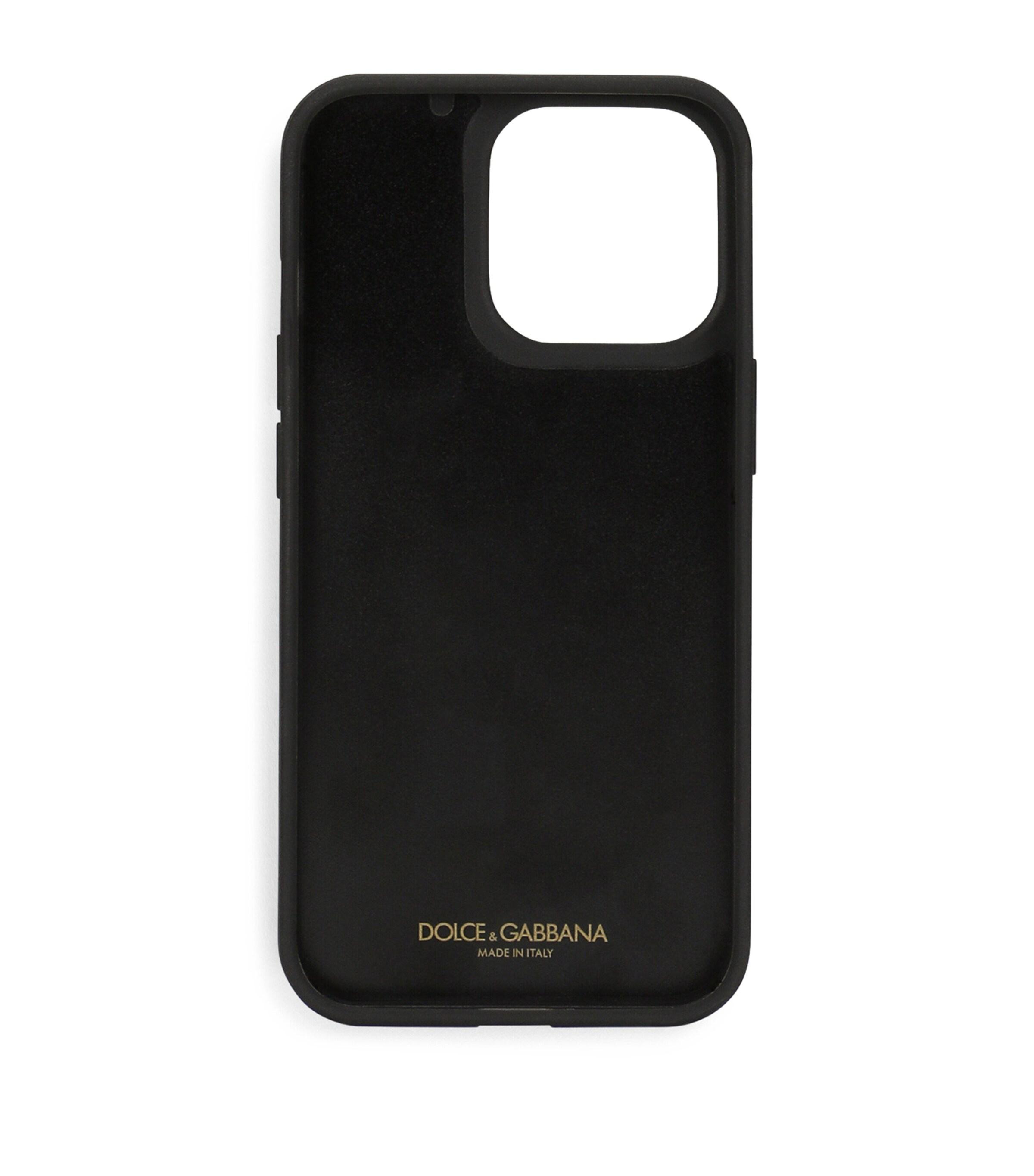【DOLCE&GABBANA】iPhone14proMAXケース Dolce & Gabbana Calfskin Leopard Print Iphone 14 Pro Case in Black
