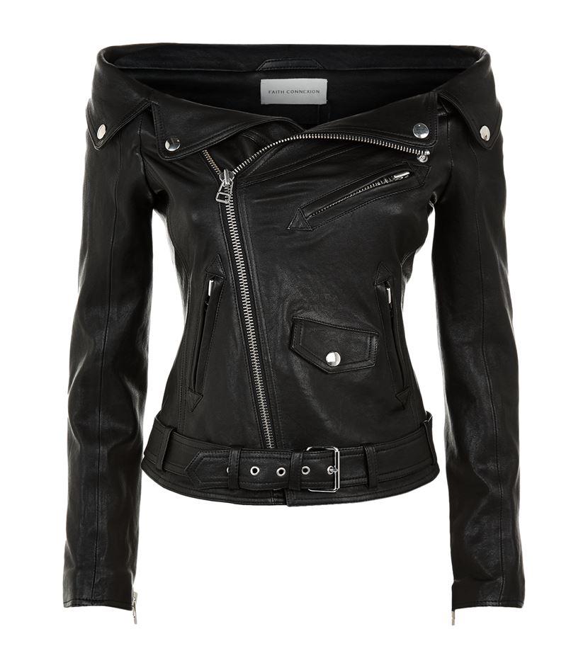 Autumn New European Long Sleeve Zipper Motorcycle Jacket Women Sexy Off shoulder Leather Jacket 