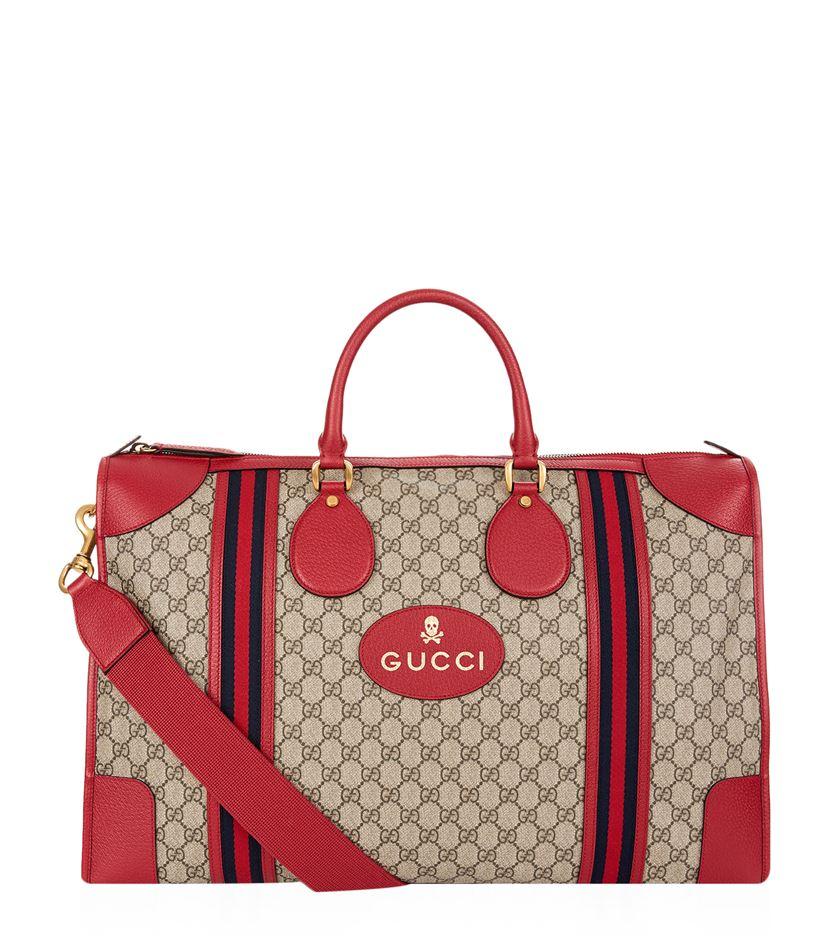 Gucci Large Soft Gg Supreme Duffle Bag in Red | Lyst