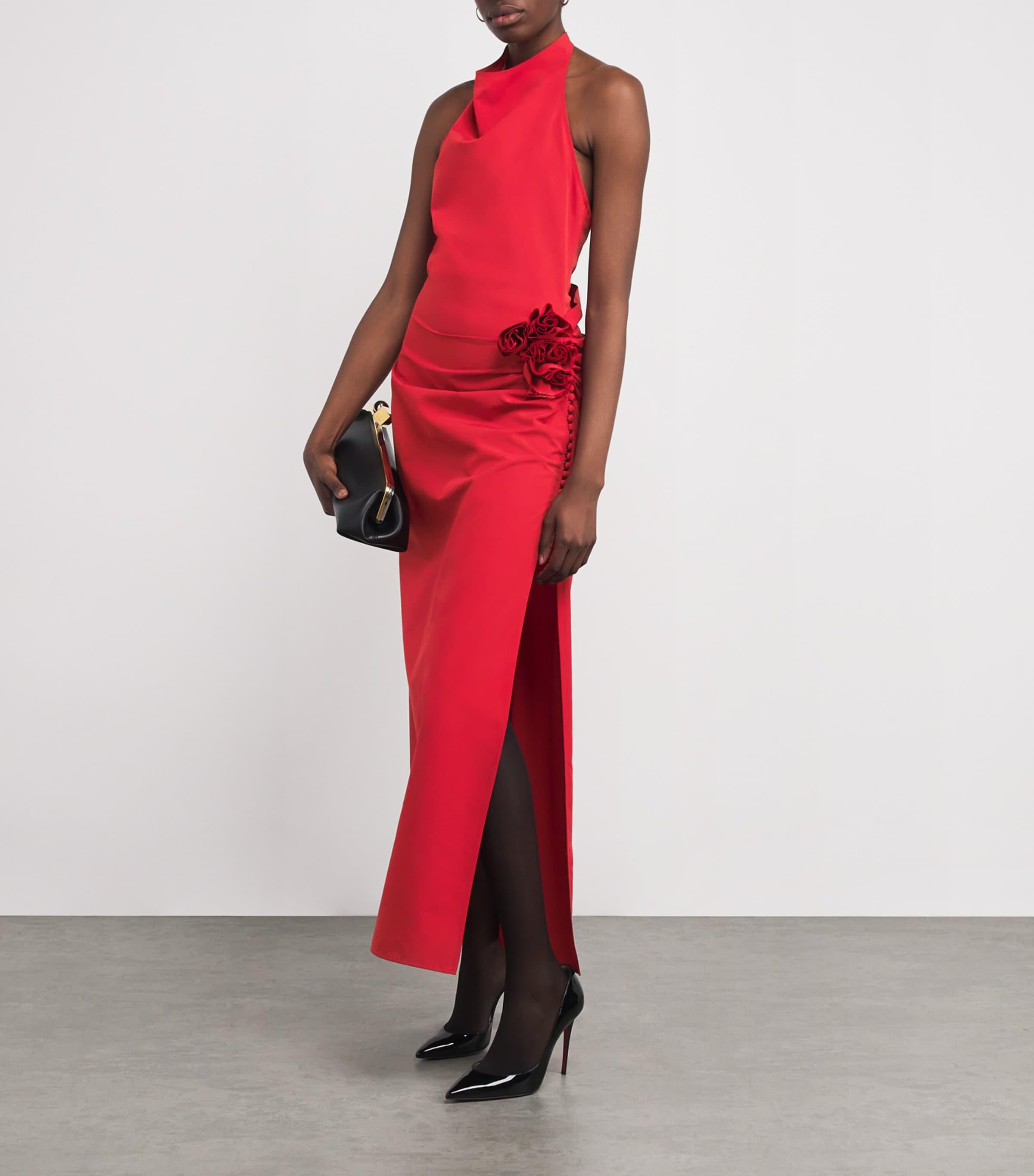 Magda Butrym Rose Halterneck Midi Dress in Red Lyst