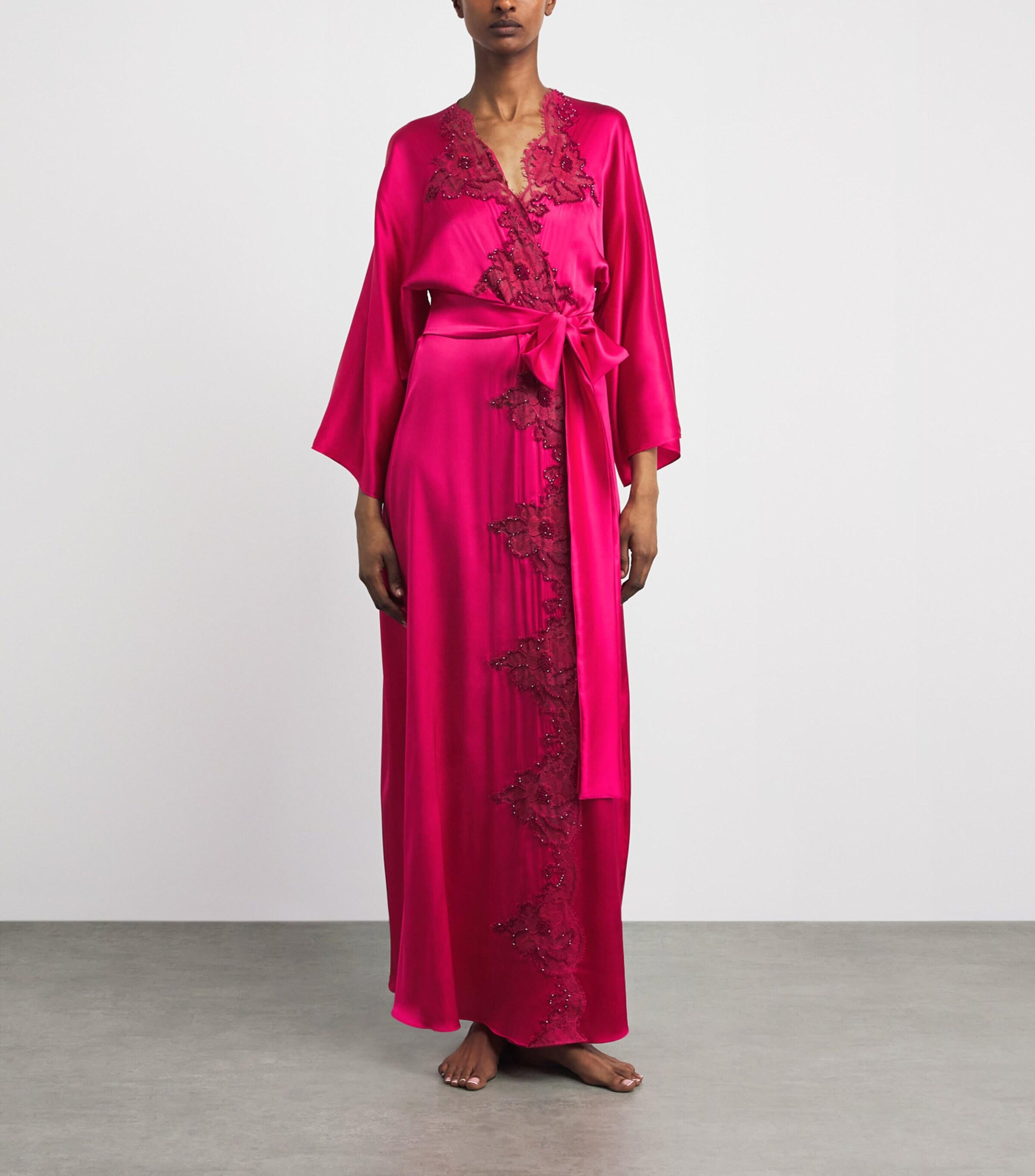 Rosamosario Silk Embellished Robe in Pink UK