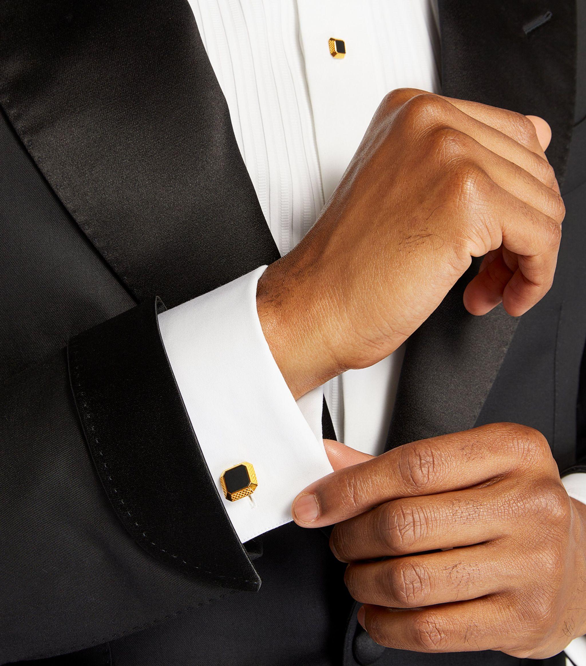 Tateossian Men's Gold-Plated Black Onyx Cufflinks