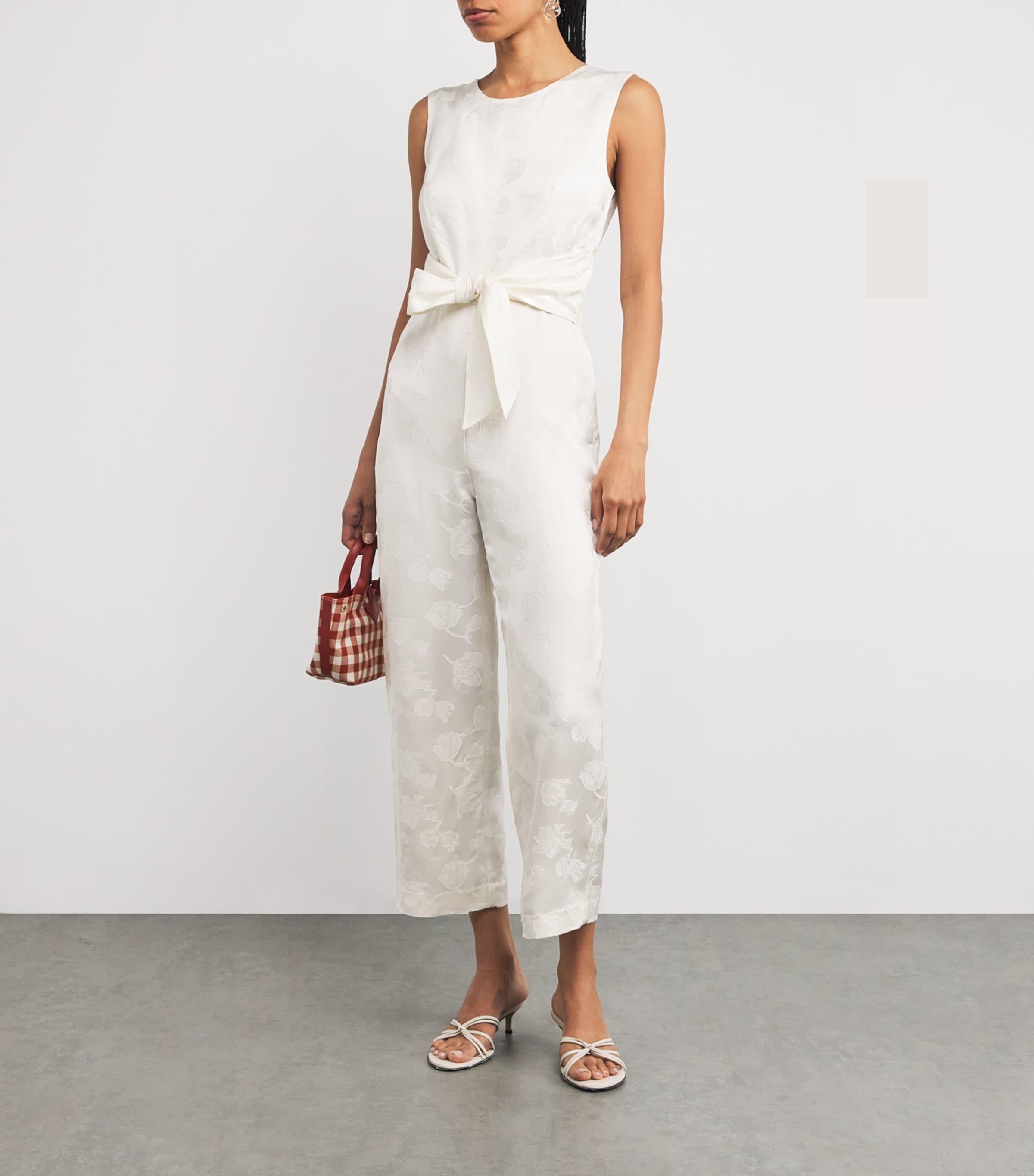 Claudie Pierlot Jacquard Sleeveless Jumpsuit in White | Lyst UK