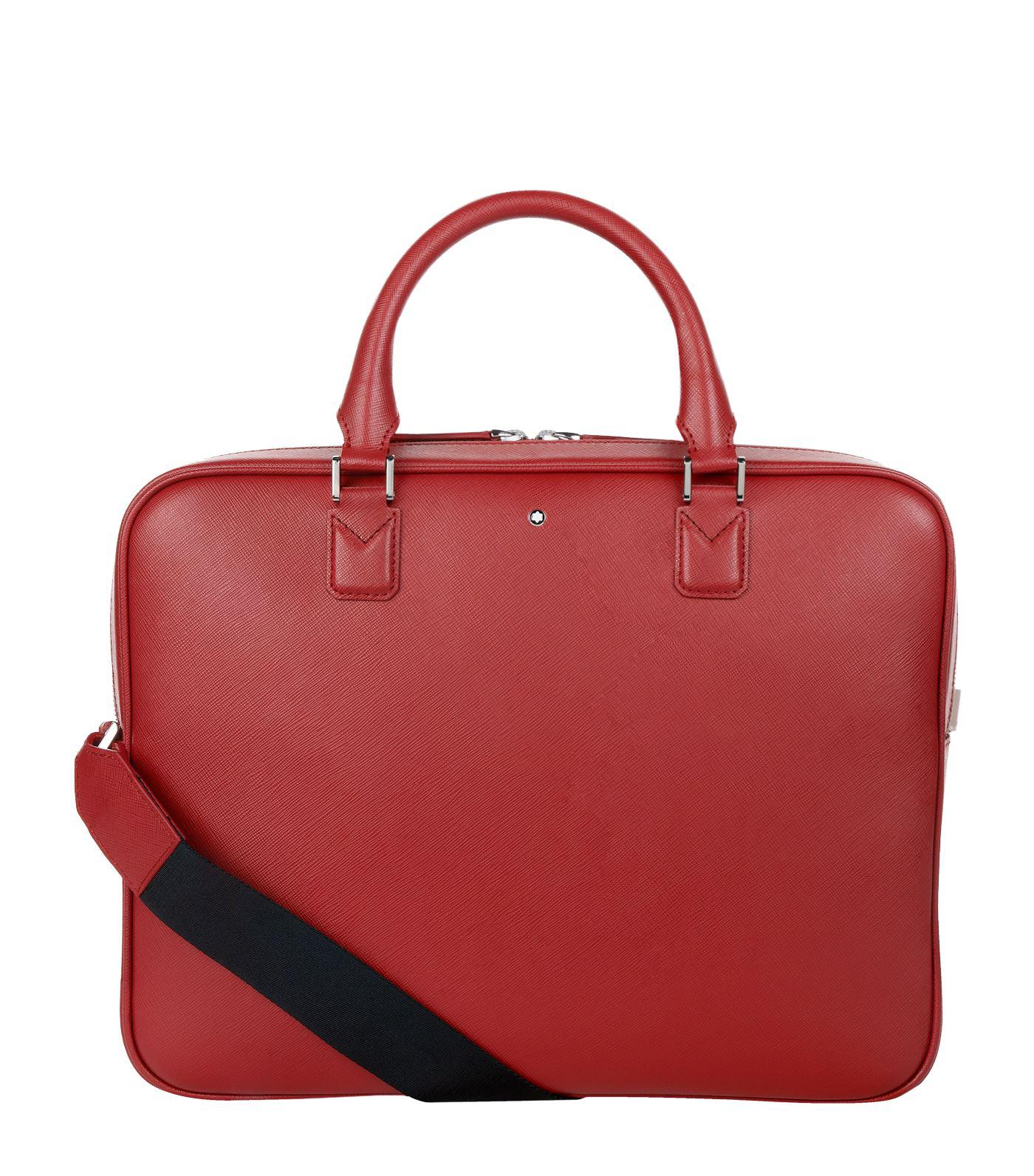 Montblanc Sartorial Leather Briefcase Portfolio in Red for Men Lyst