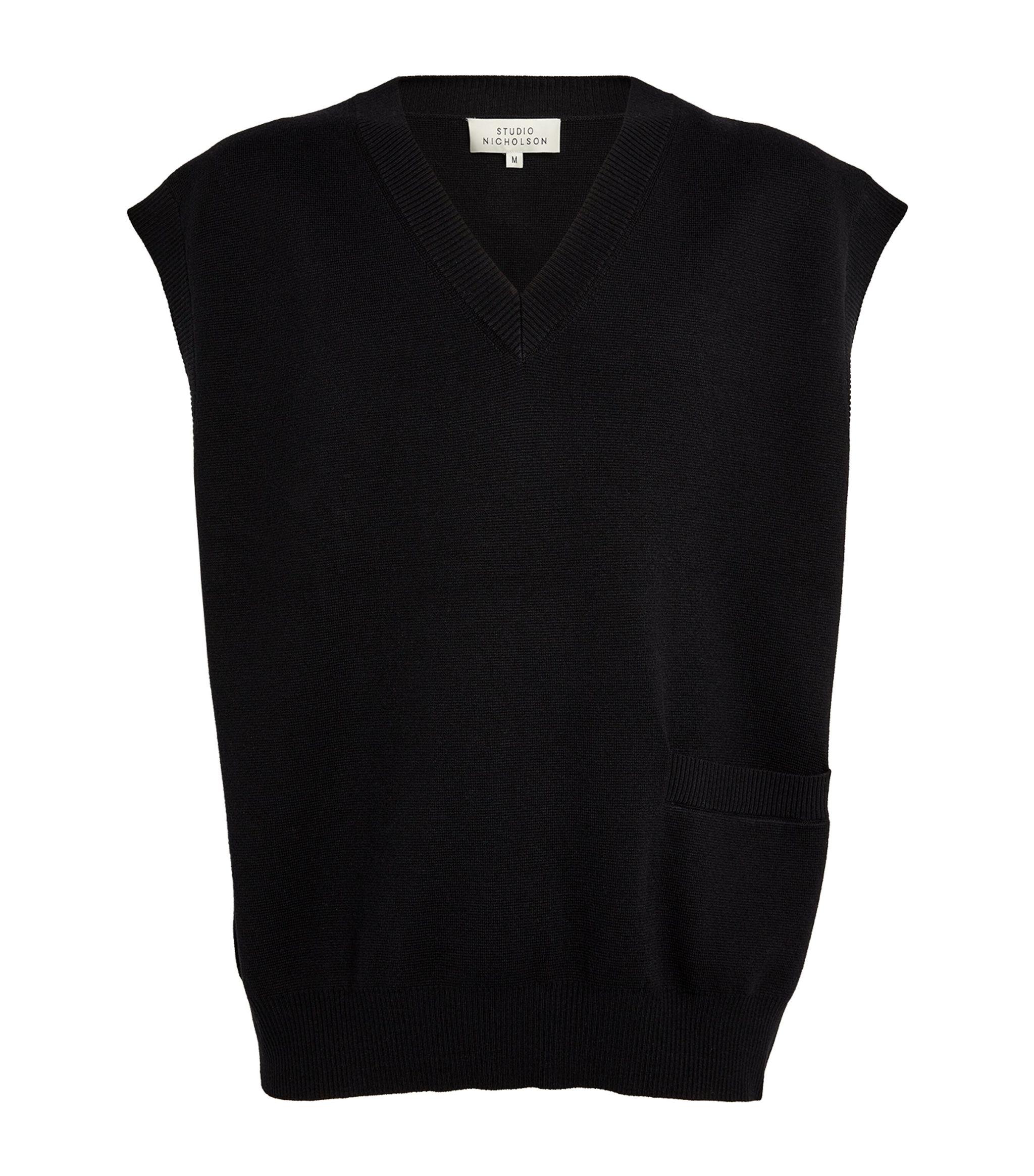 Studio Nicholson Merino Wool-blend Sweater Vest in Black for Men