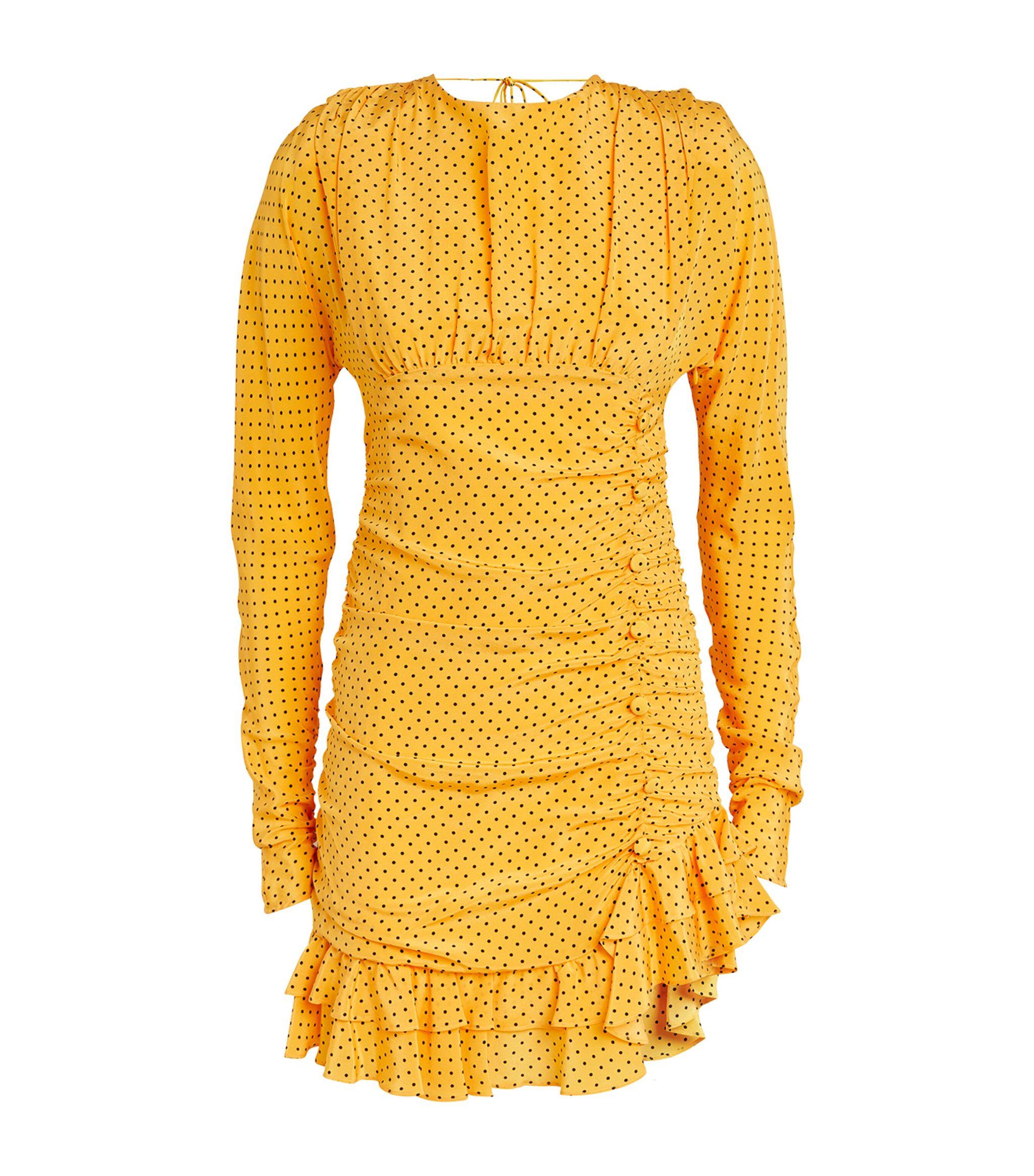 Alessandra Rich Ruched Mini Dress in Yellow Lyst