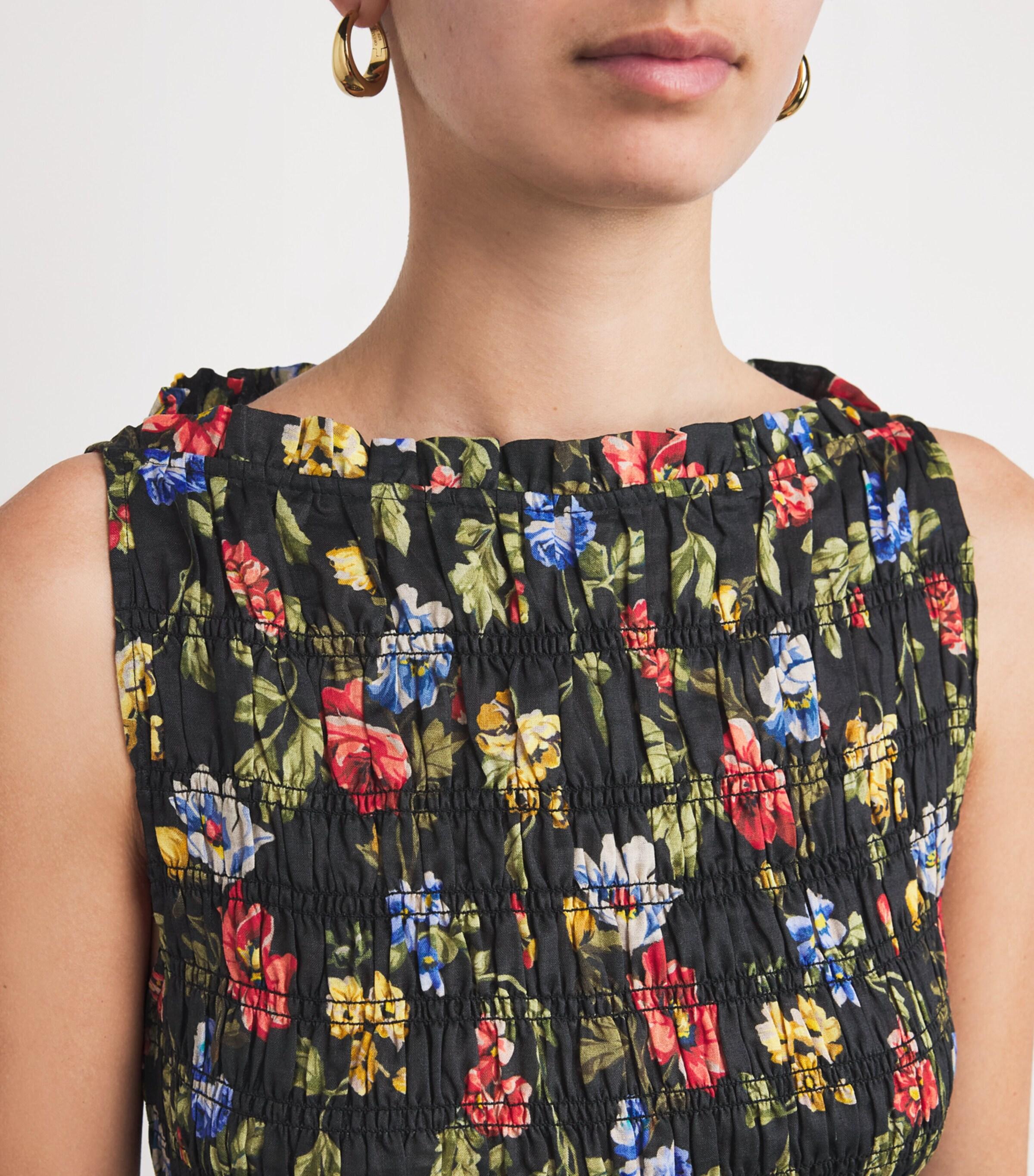 Doen Ramie Floral Gianna Mini Dress in Black | Lyst