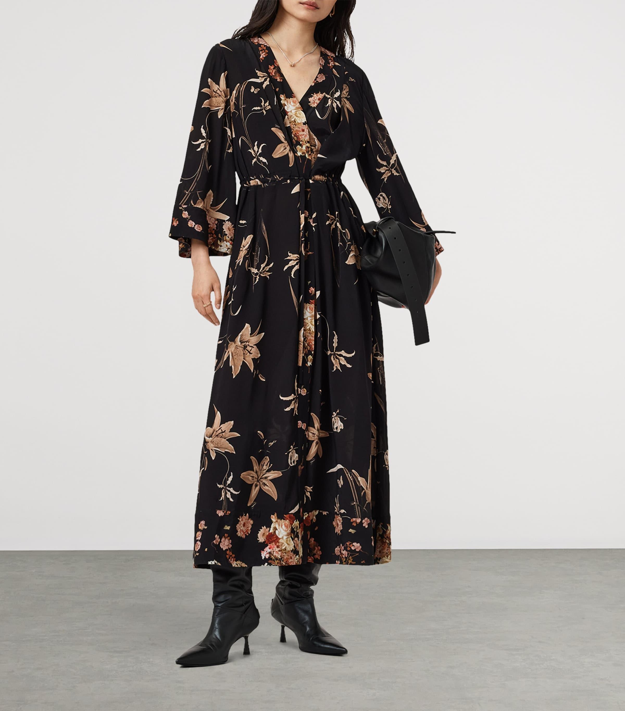 AllSaints Floral Diana Midi Dress in Black Lyst UK