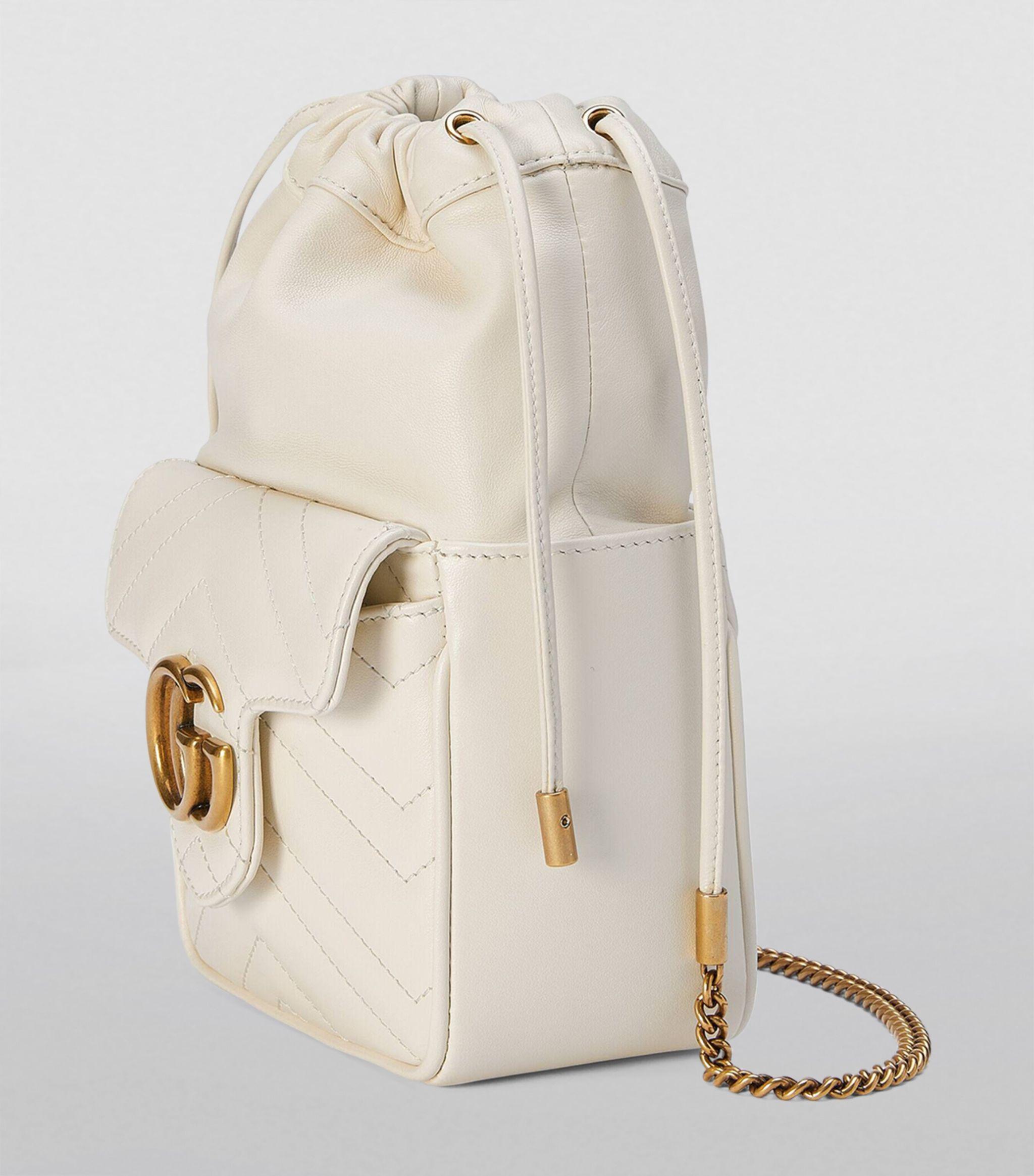 Gucci Mini GG Marmont Bucket Bag in White Lyst UK