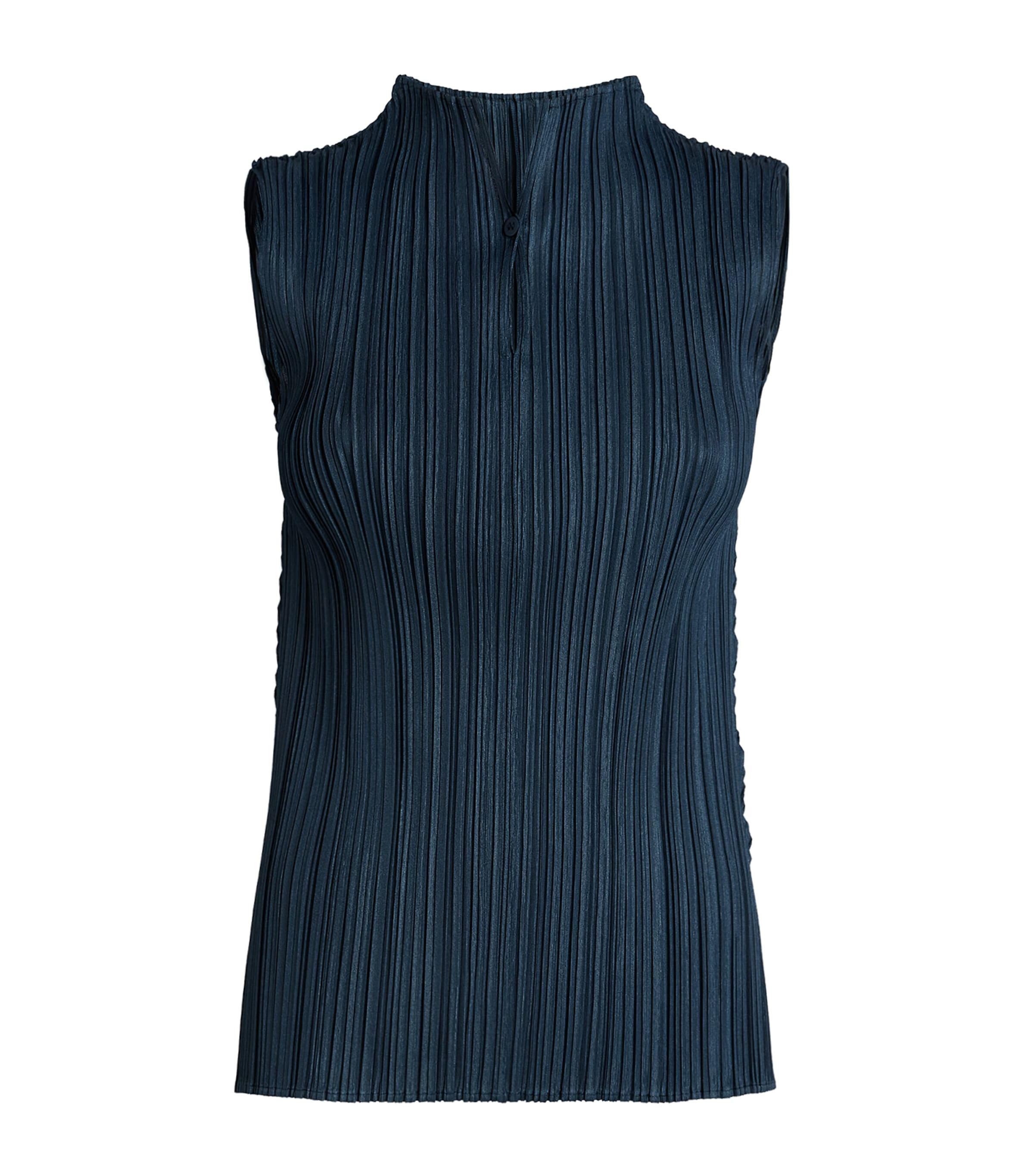 PLEATS PLEASE メッシュ プリーツ タンクトップ 3 ネイビー PLEATS PLEASE メッシュ プリーツ タンクトップ 3 ネイビー