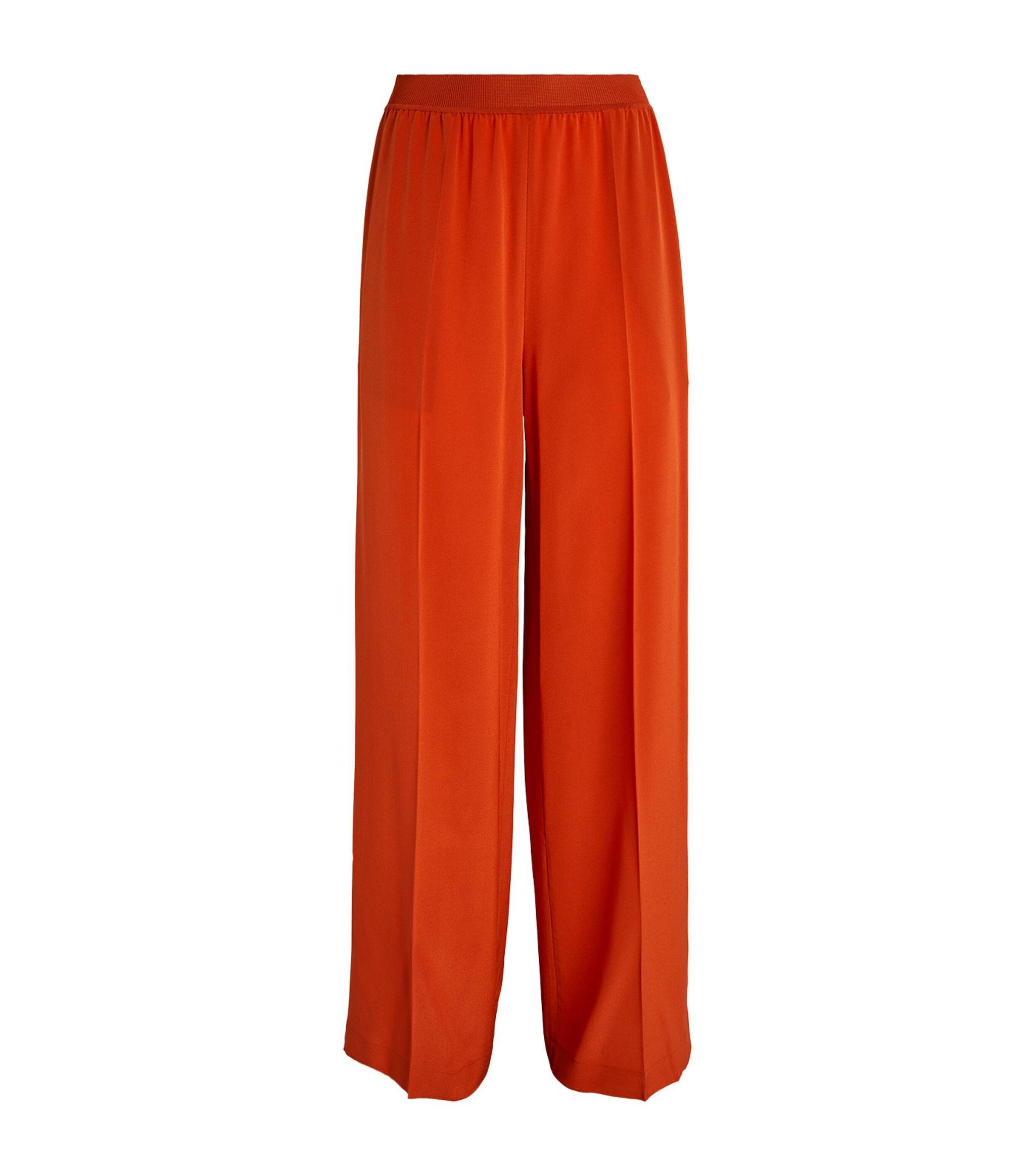 JOSEPH Silk Hulin Wide-leg Trousers in Brown (Orange) | Lyst