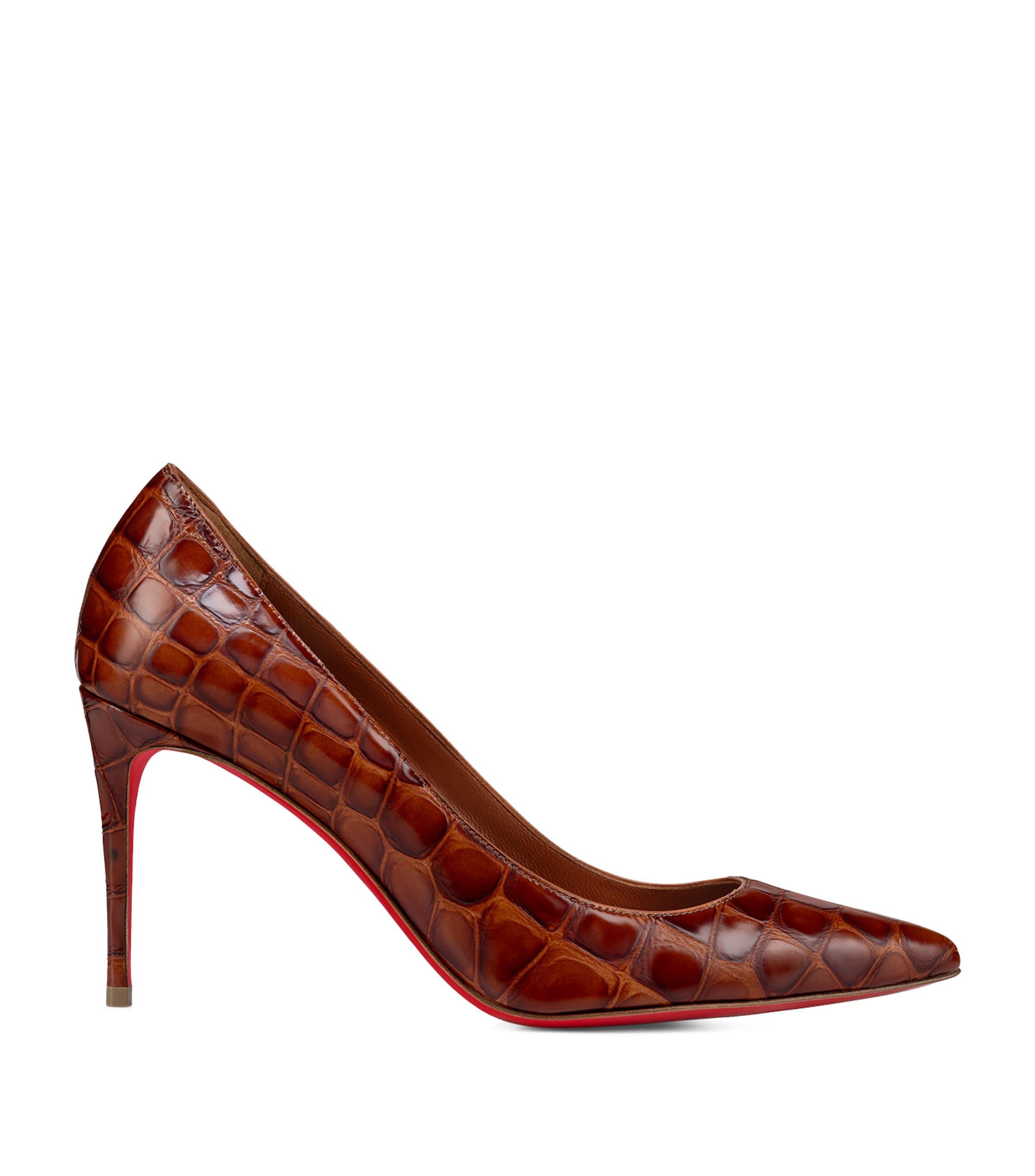 【Christian Louboutin】ケイト 85 croc-effectレザーパンプス Kate 85 croc-effect leather pumps in black - Christian