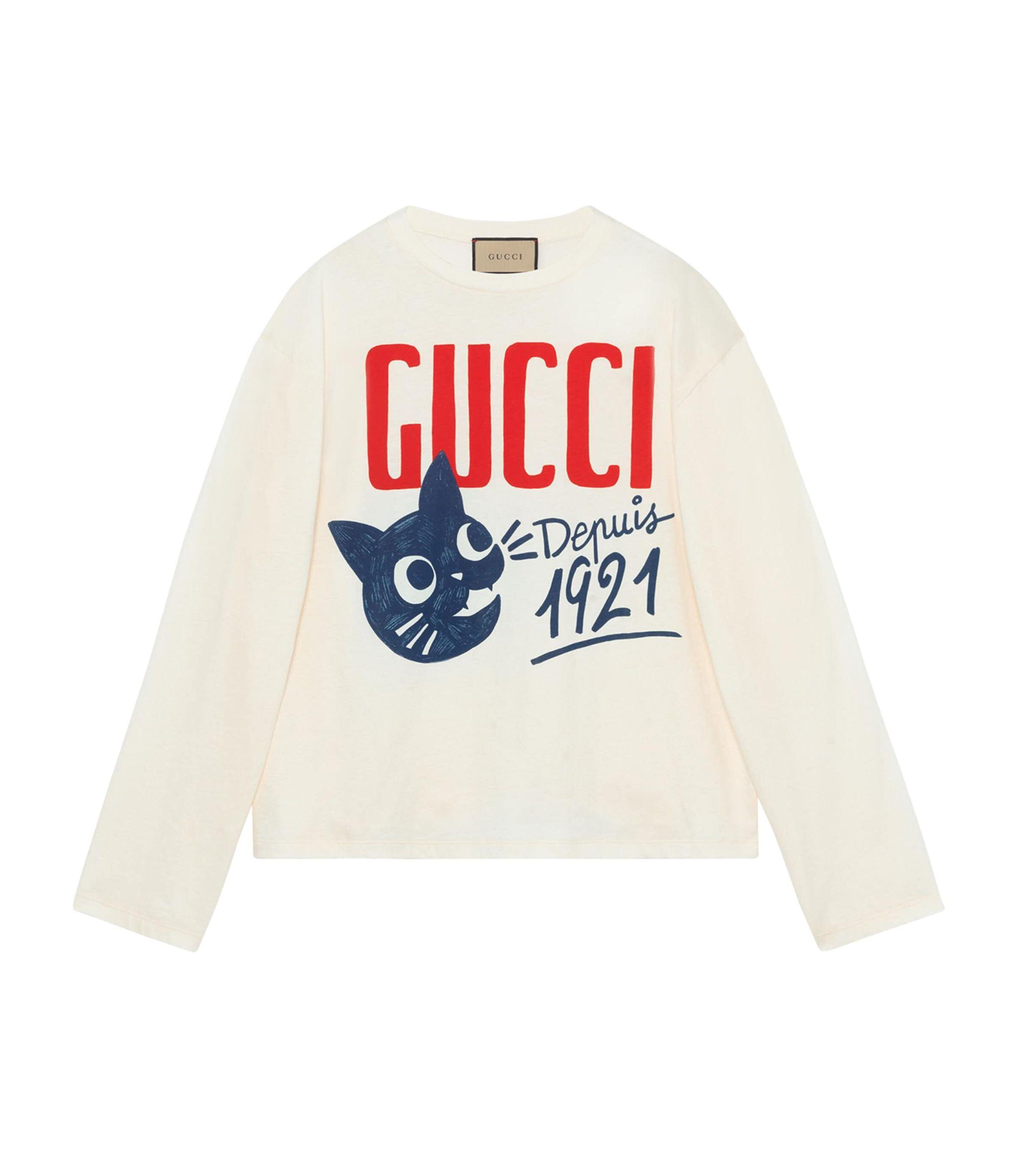 Gucci Cotton Jersey Long Sleeve T shirt in White Lyst Canada