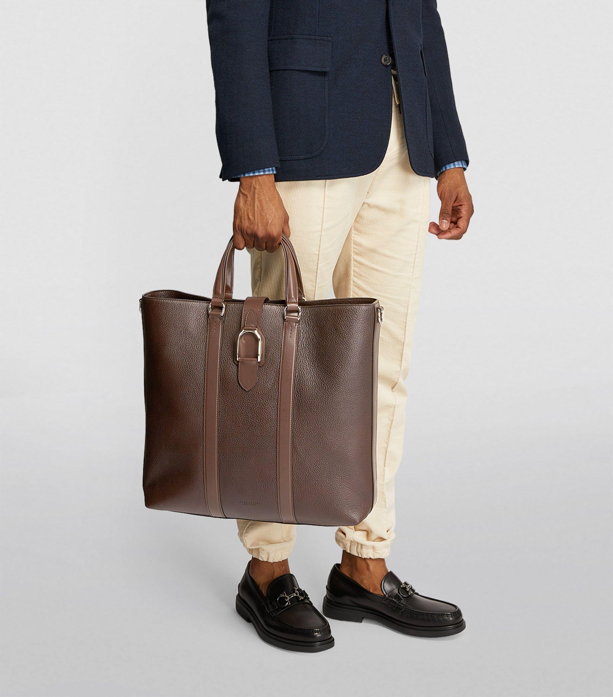 Ralph Lauren Purple Label Leather Wellington Tote Bag in Brown for Men