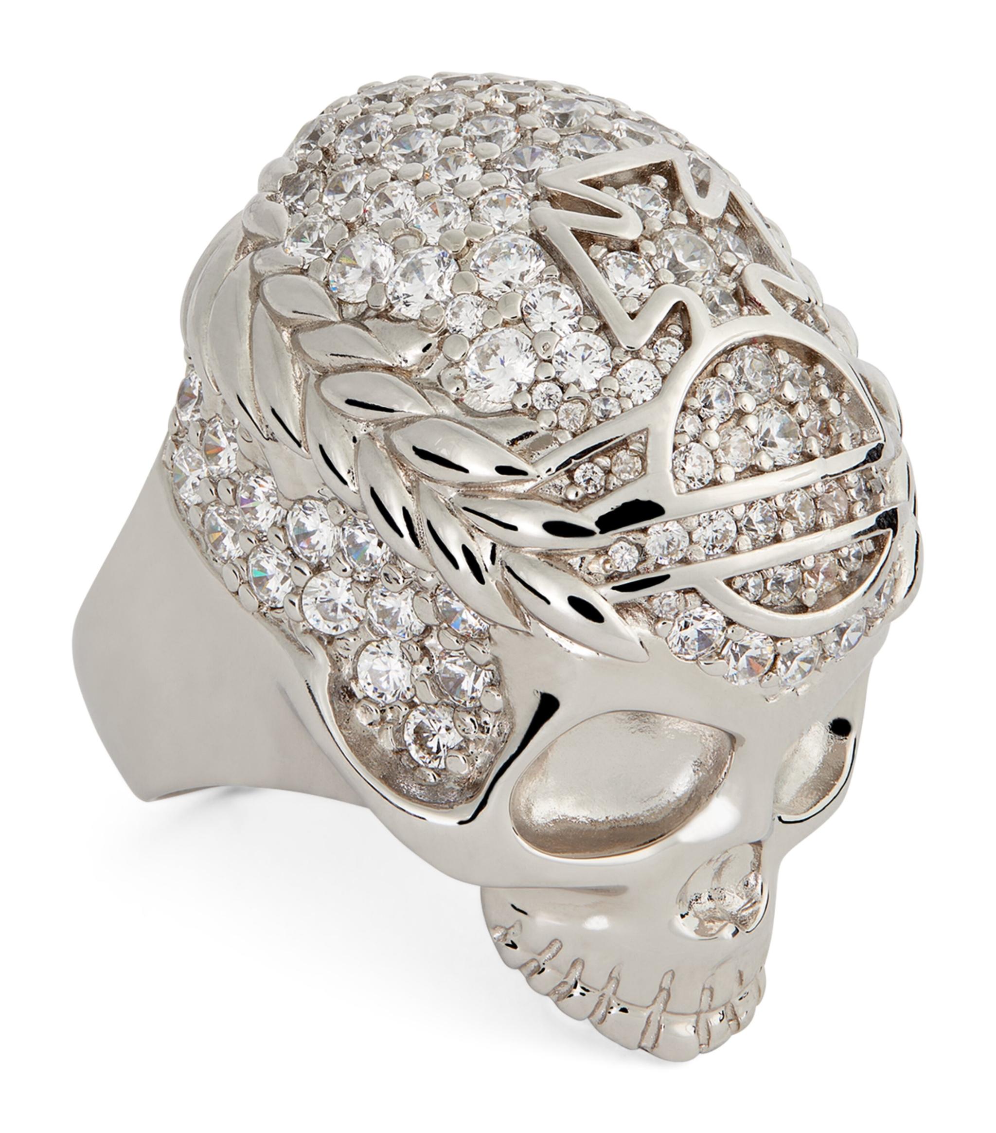 Vivienne Westwood Silver Crystal-embellished Skull Ring in Metallic for ...