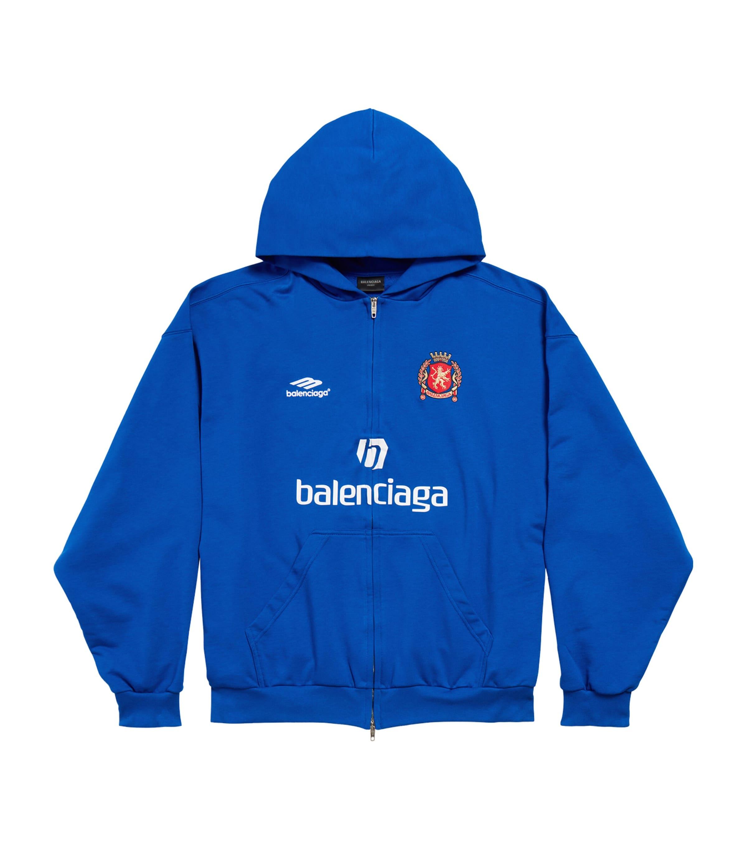 Balenciaga Logo Zip-Up Hoodie in Blue for Men | Lyst