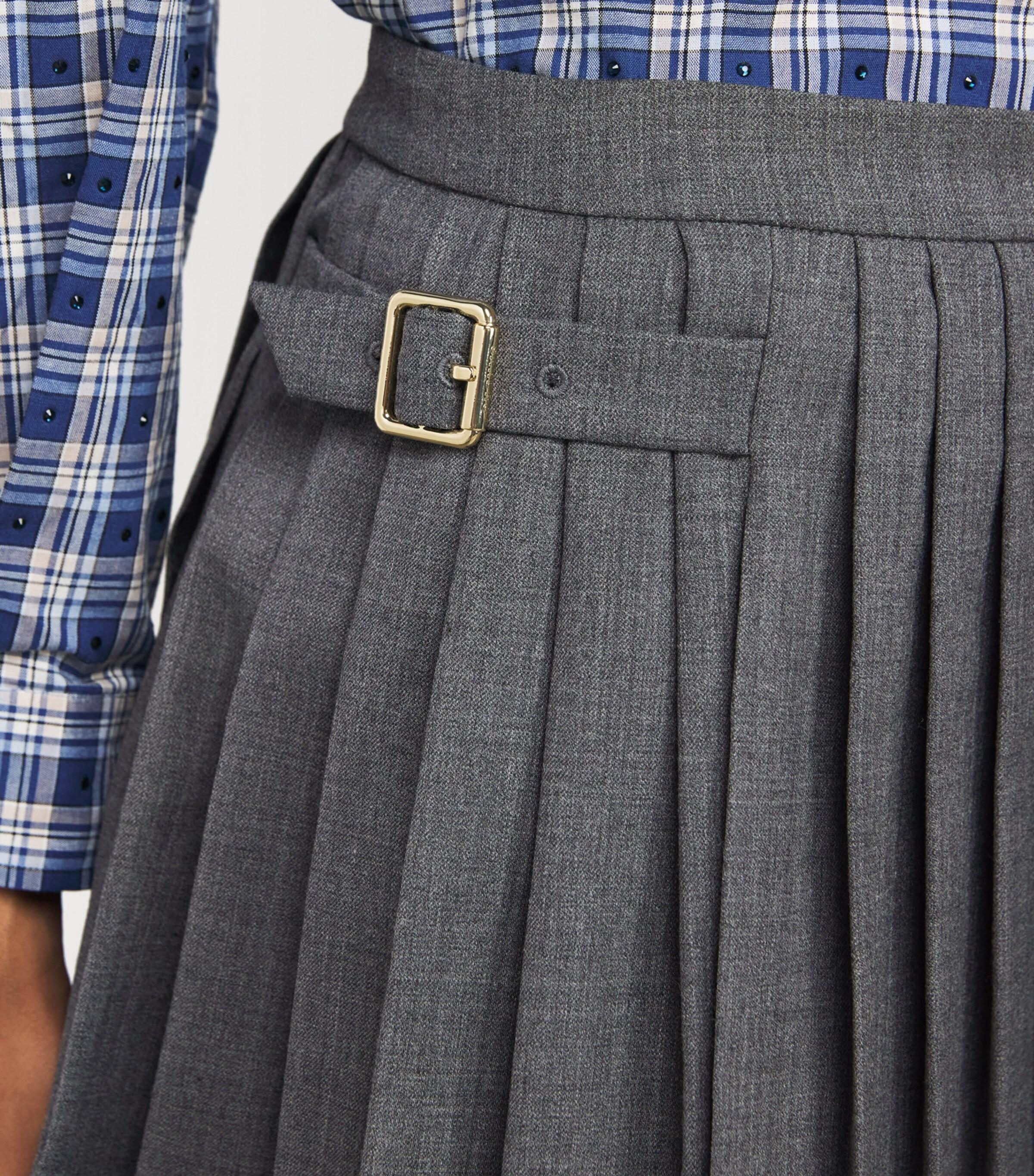 Sandro Grey Checkered Pleated Skirt Sandro Pleated Mini Skirt In