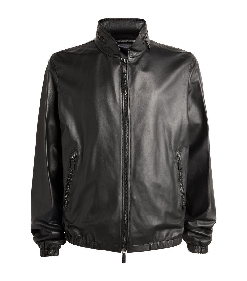 Giorgio Armani Leather Jacket in Black for Men Lyst