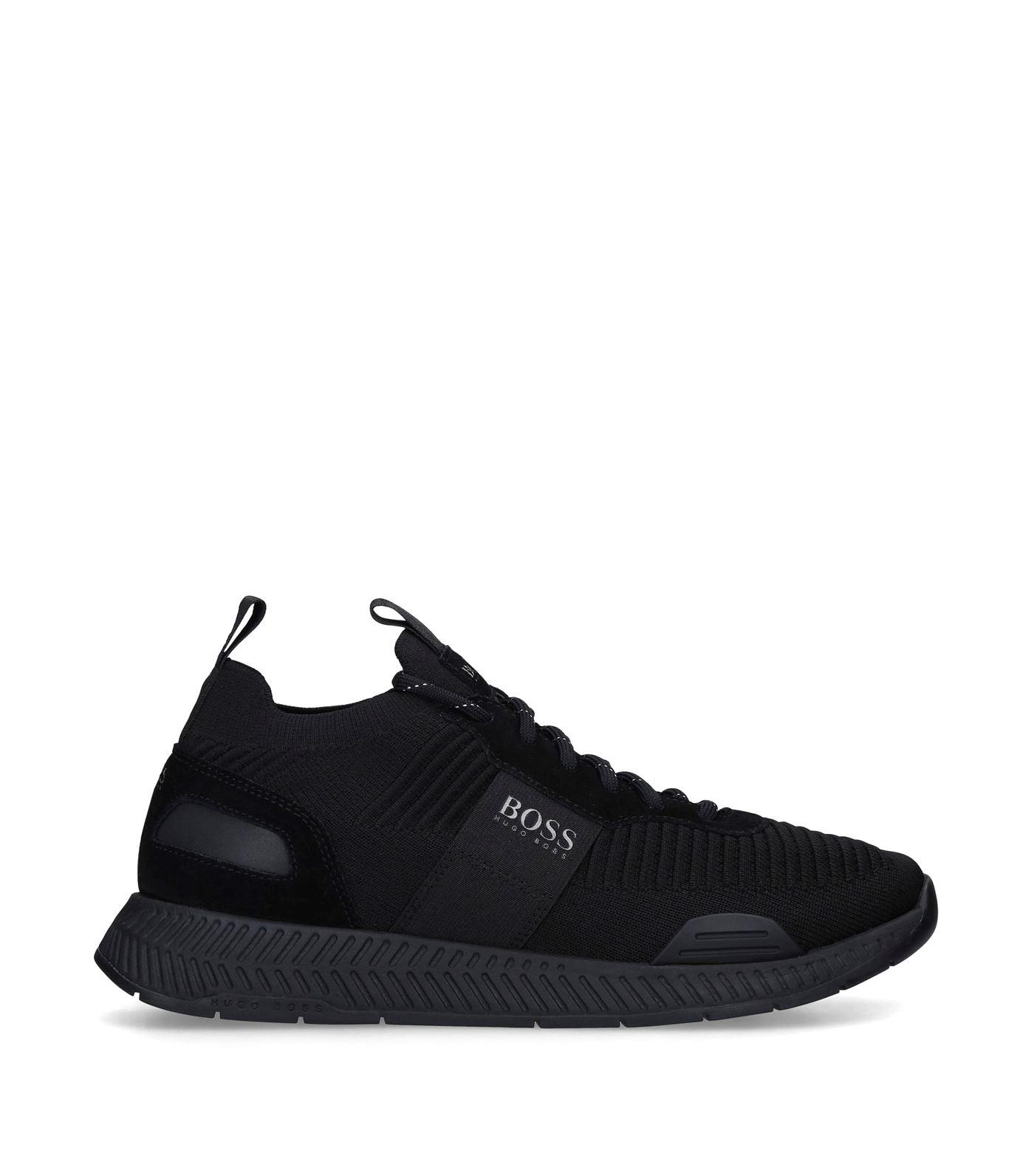 BOSS by HUGO BOSS Suede Running-inspired Hybrid Trainers With Knitted Sock  in Black for Men | Lyst