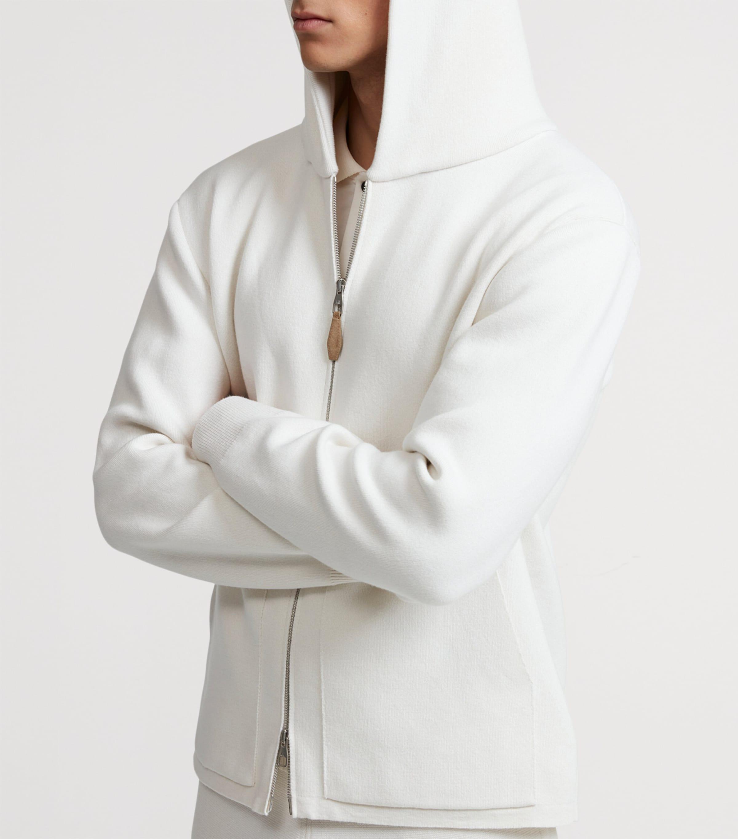 dunhill Cotton-Cashmere Zip-Up Hoodie in White for Men | Lyst