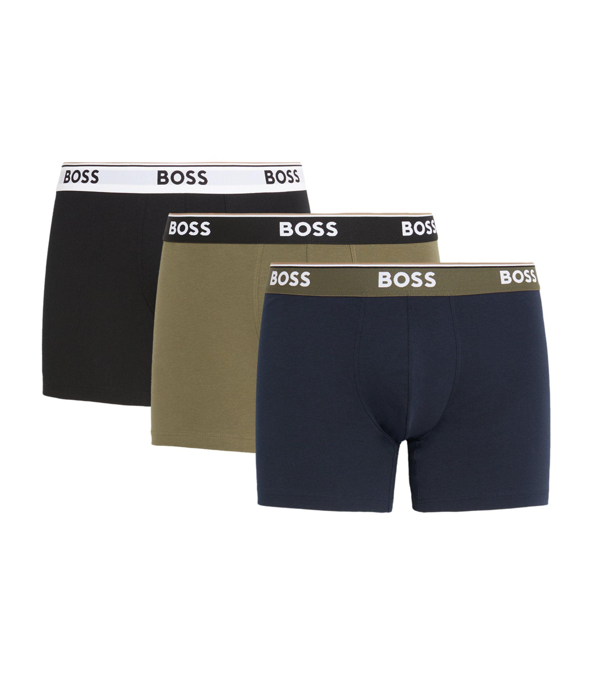 BOSS by HUGO BOSS Stretch-cotton Power Boxer Briefs (pack Of 3) in Blue ...