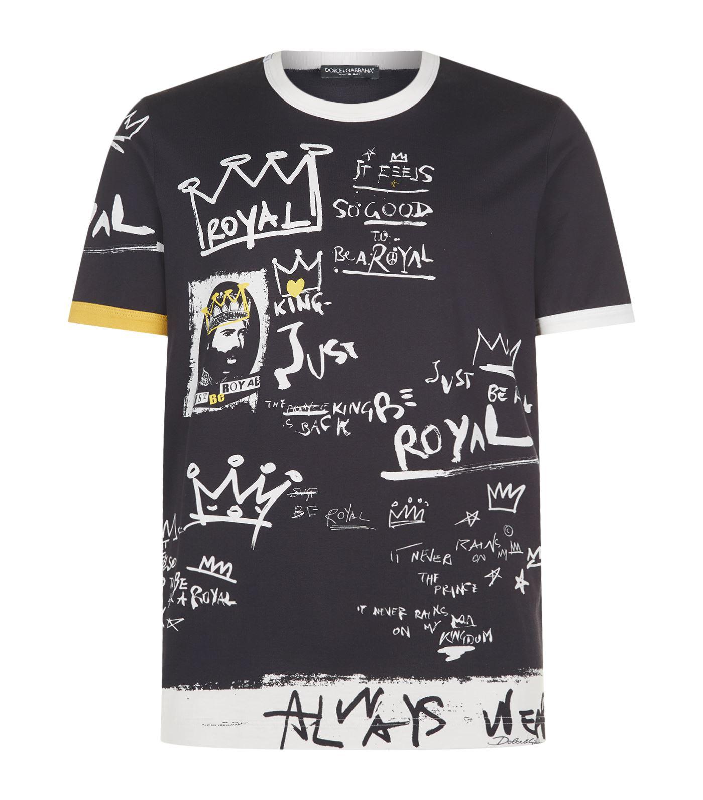 Dolce & Gabbana Cotton Royal Graffiti Print T-shirt in Black for Men - Lyst