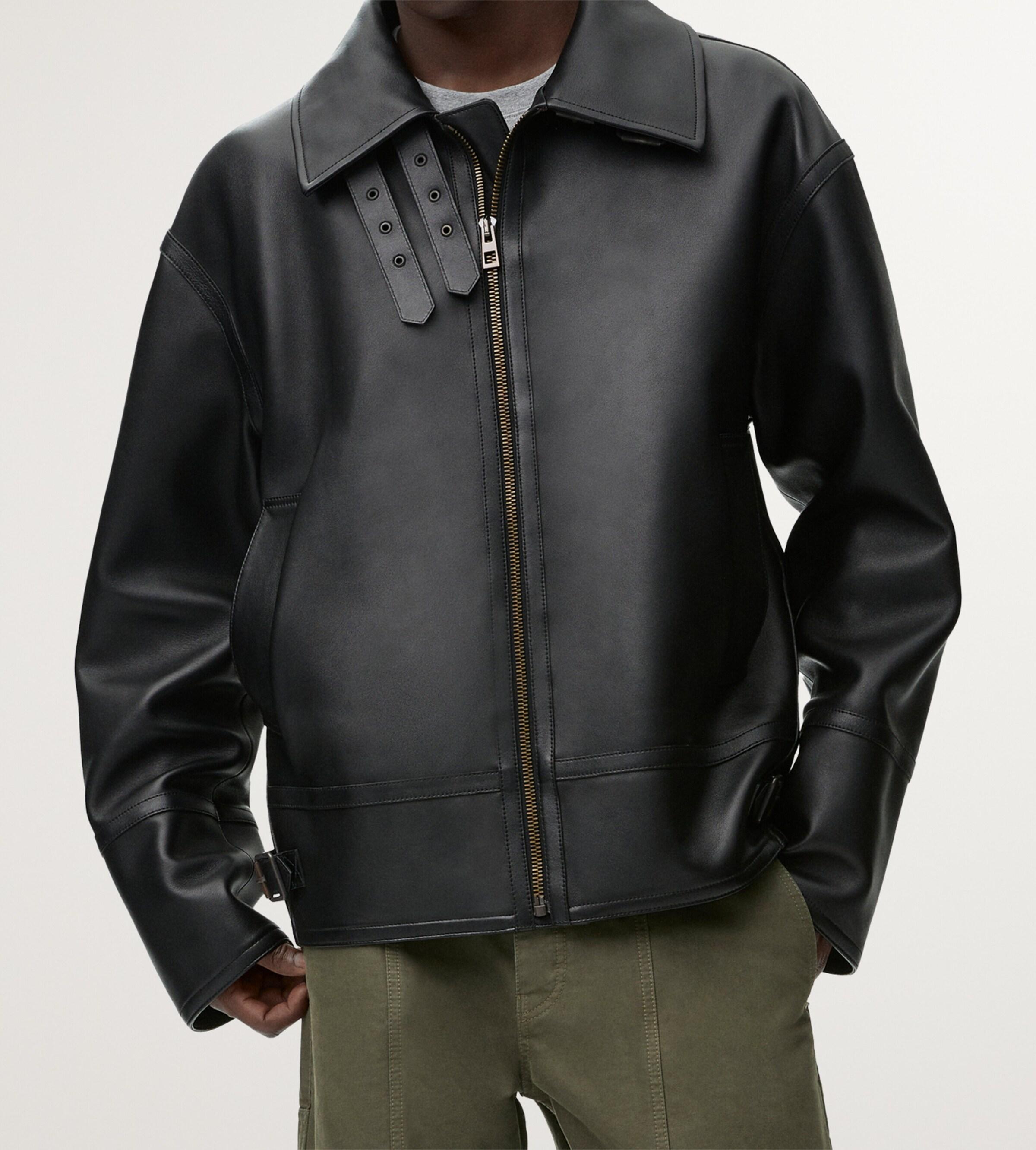 Loewe Leather Shearling-Collar Aviator Jacket in Black for Men 