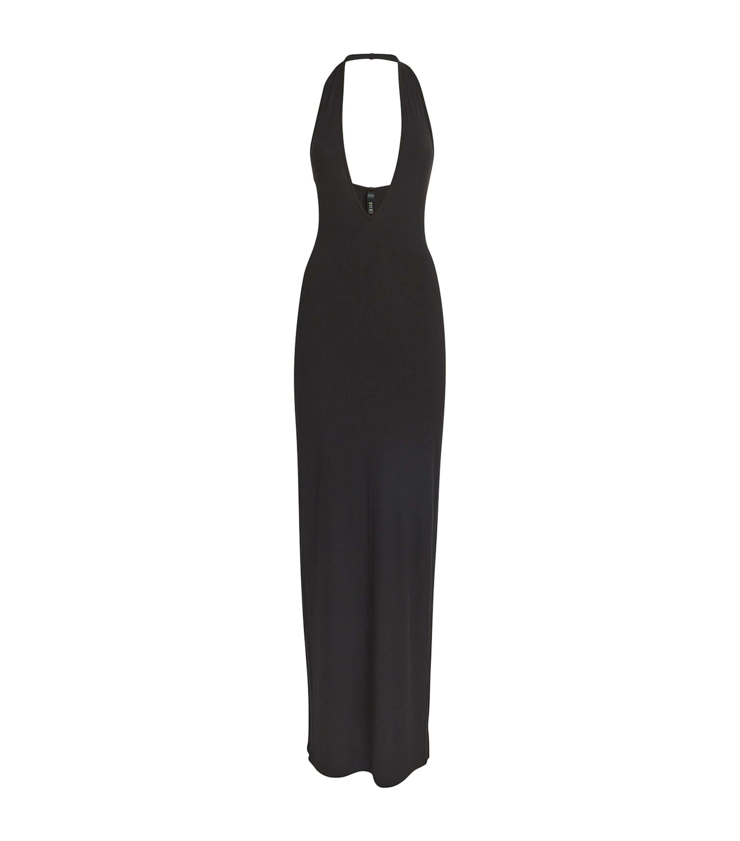 Skims Soft Lounge Halterneck Maxi Dress in Black | Lyst