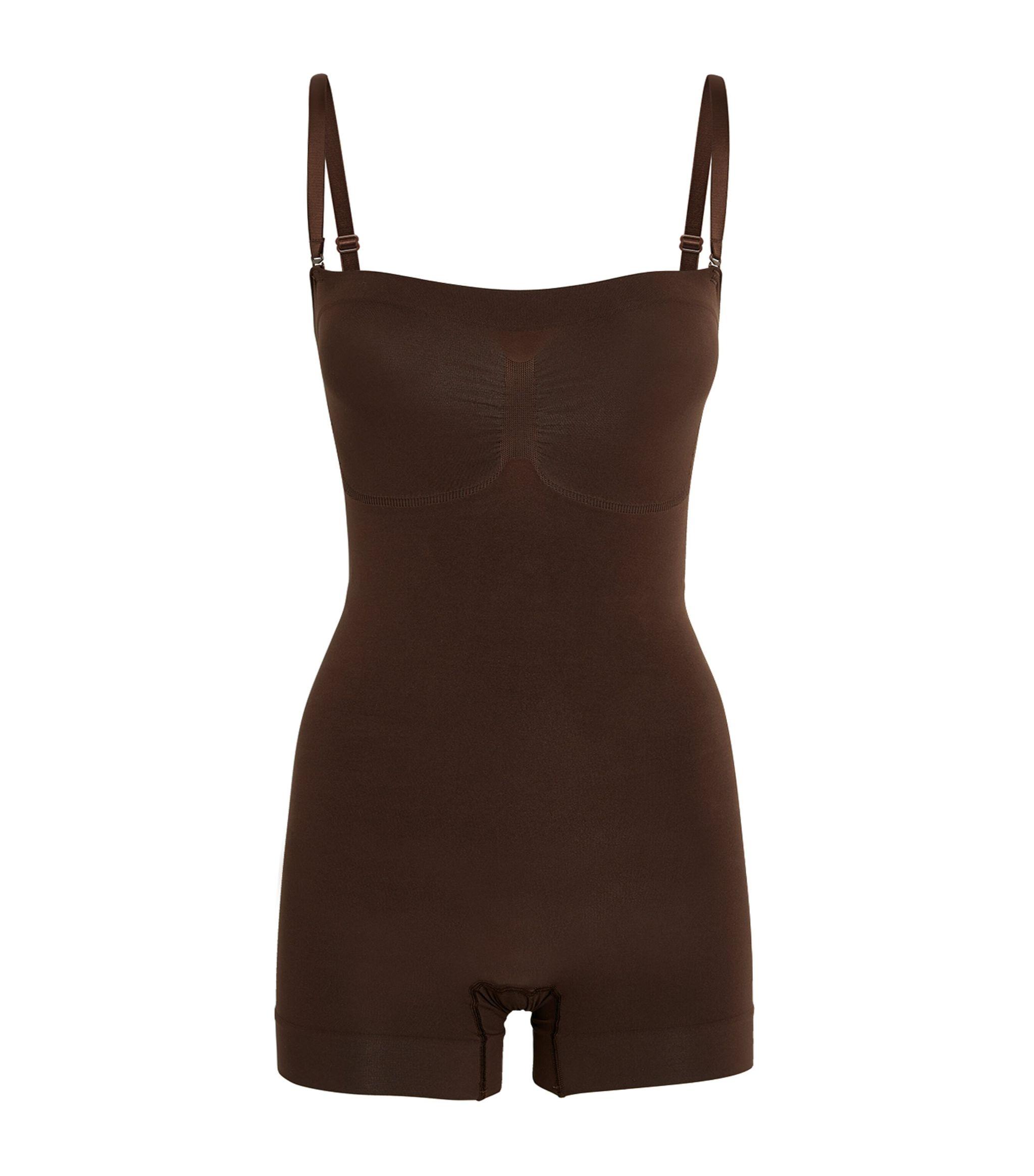 Skims Seamless Sculpt Strapless Shorts Bodysuit in Brown