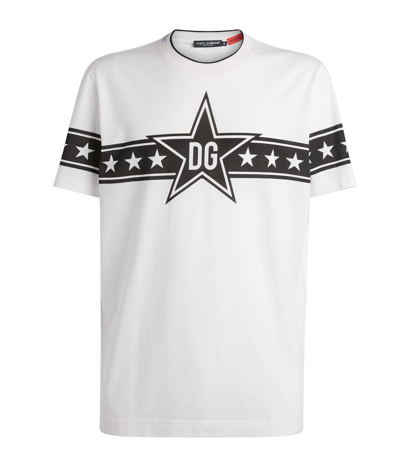 Dolce & Gabbana Dg Star Logo T-shirt in White for Men | Lyst