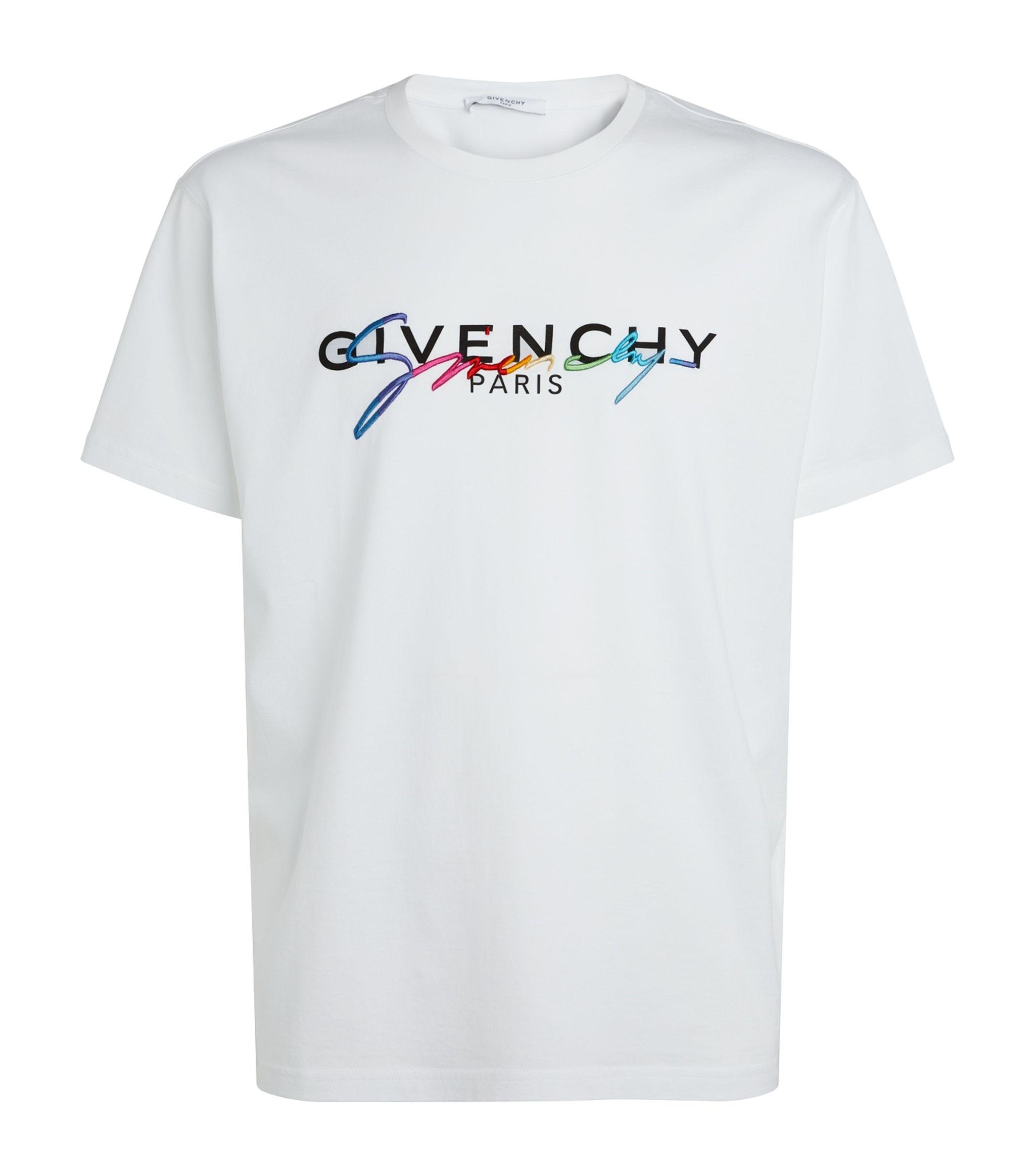 Givenchy Cotton Rainbow Signature Logo T-shirt in White for Men - Lyst