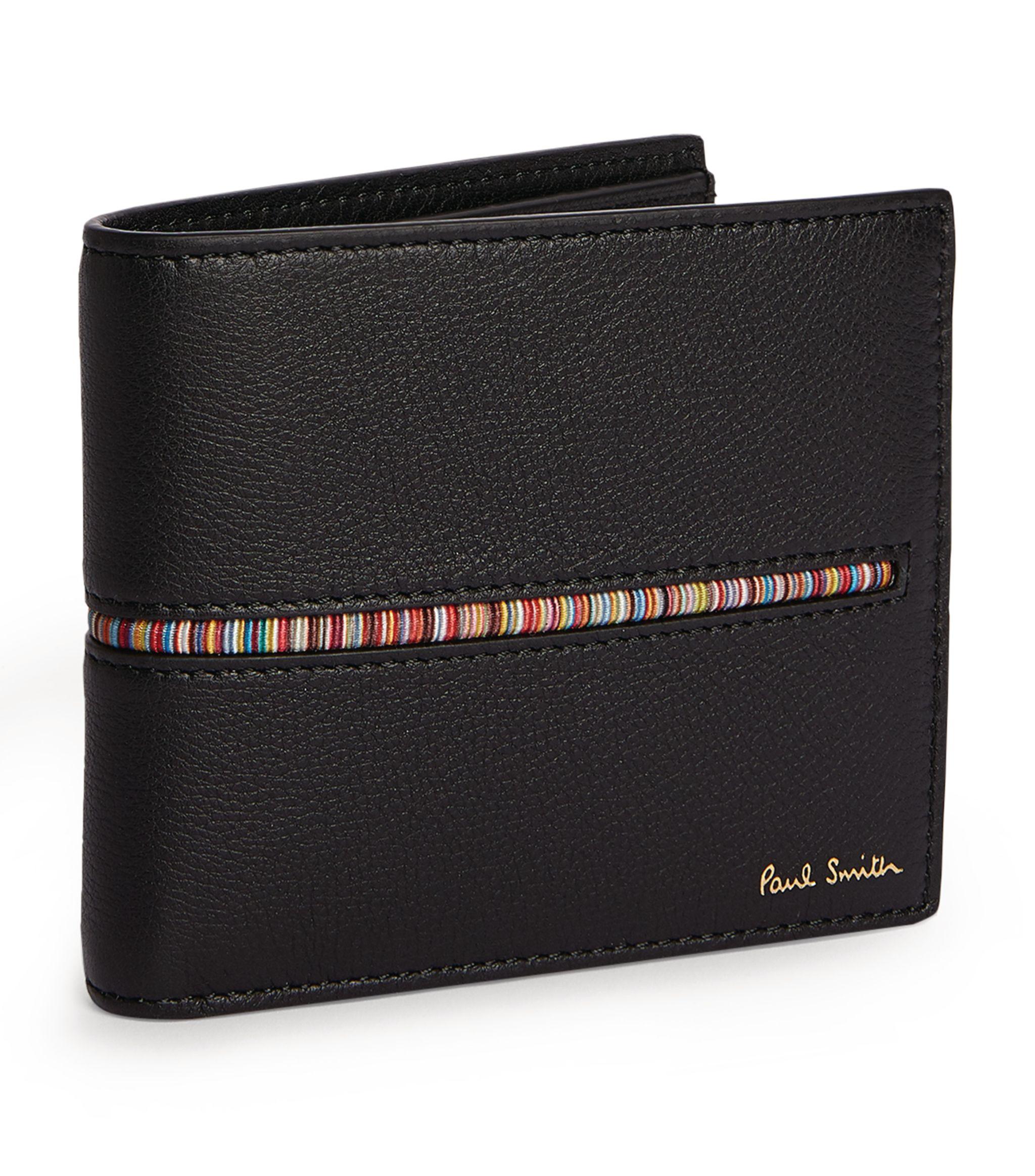 Paul Smith Signature Stripe Leather Bifold Wallet in Black for Men - Lyst