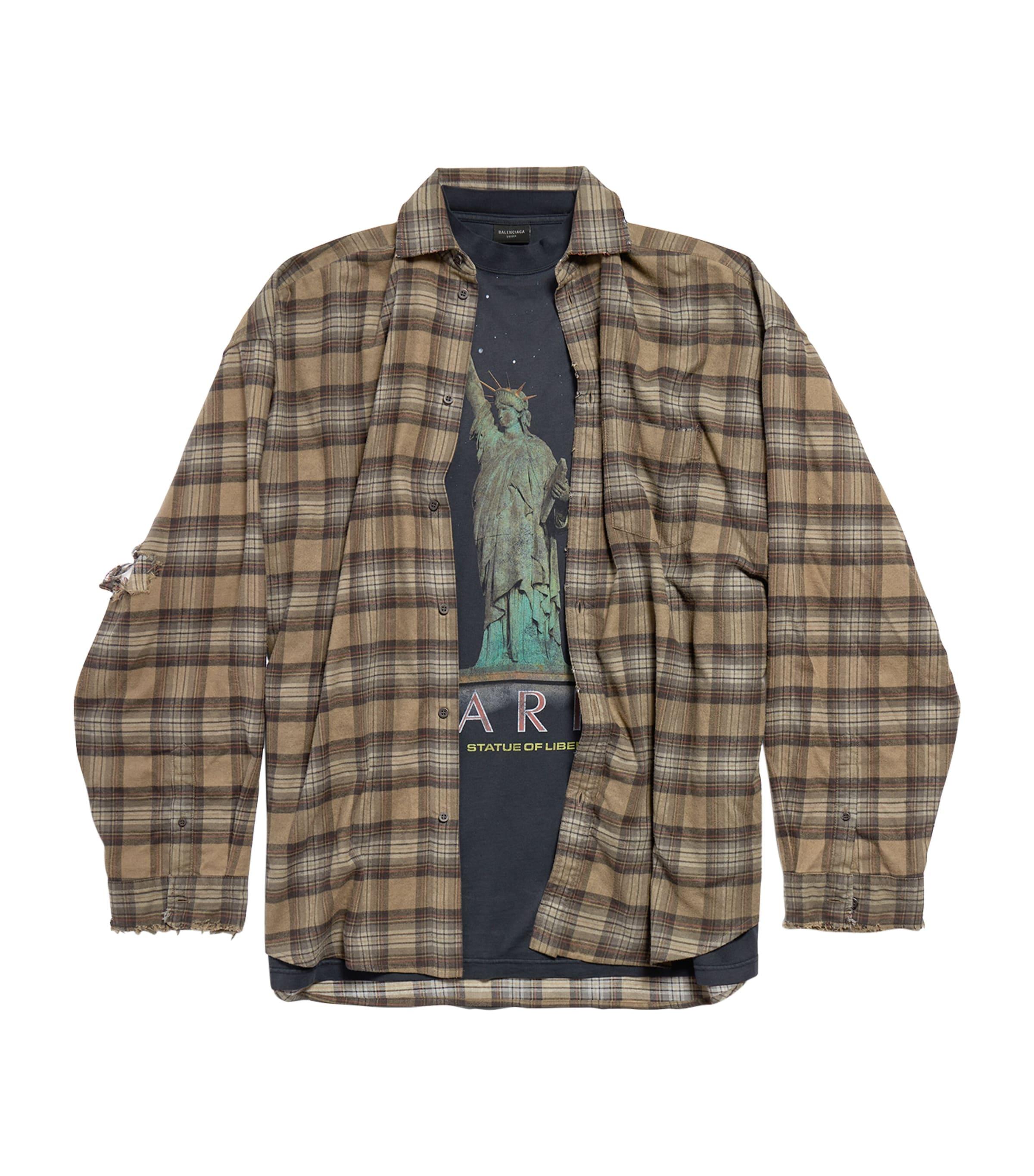 Balenciaga Paris Liberty Layered Shirt Oversized in Green for Men 