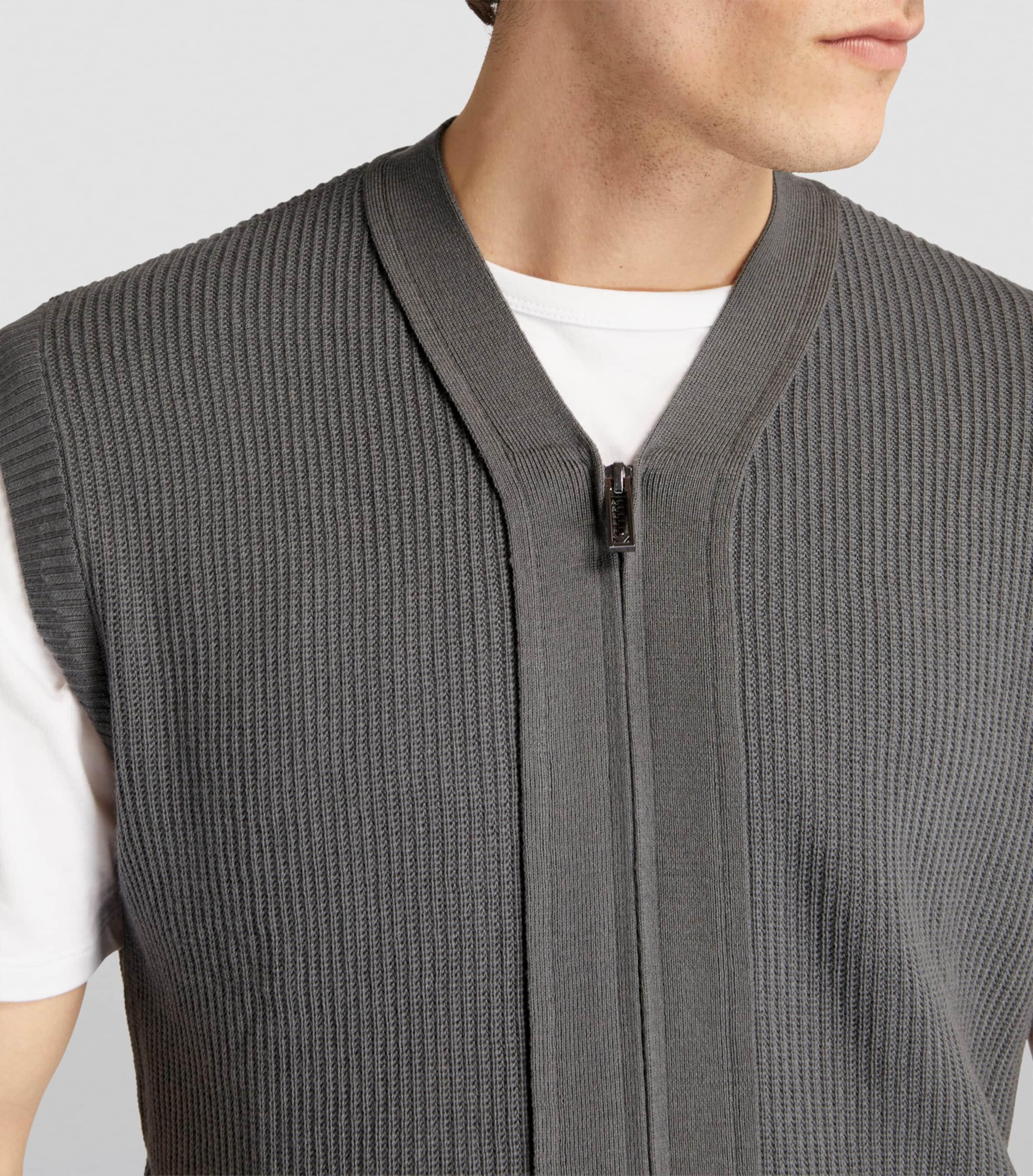 Emporio Armani Patterned-Knit Zip-Up Cardigan in Grey for Men